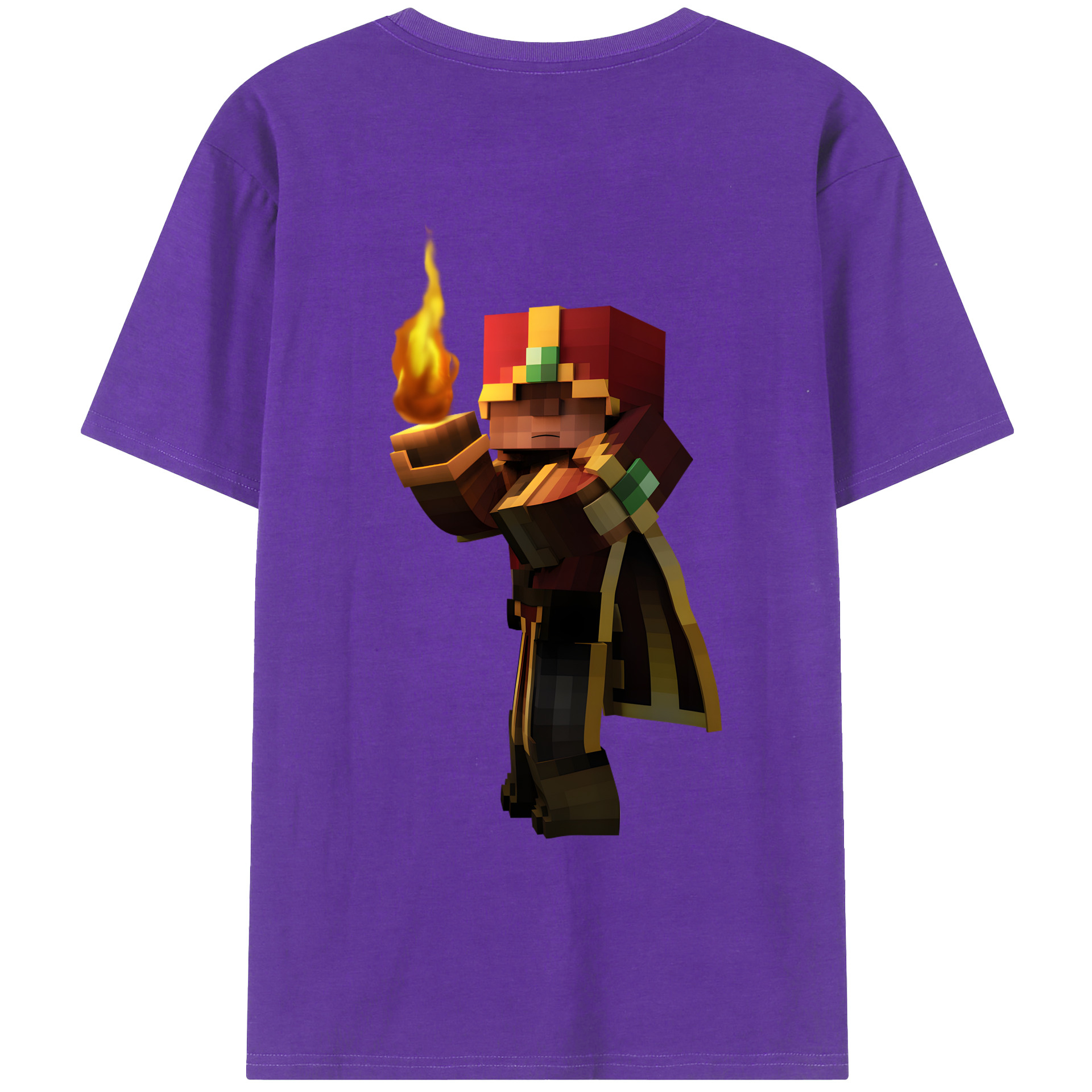 （画像用） マインクラフト ブロックの世界 Minecraft MC Block world 綿100％ メンズ半袖Tシャツ（バックプリント） 通気性