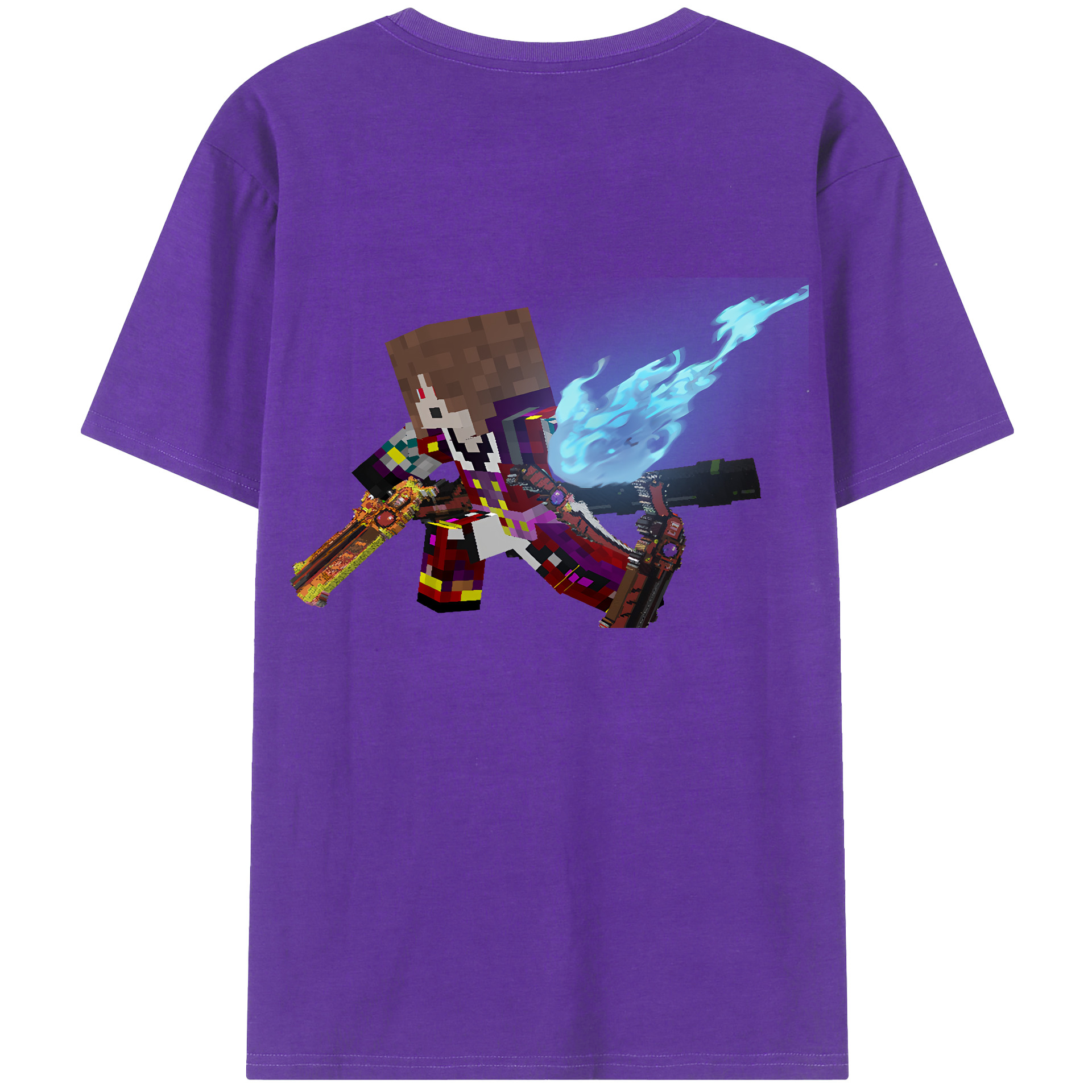 （画像用） マインクラフト ブロックの世界 Minecraft MC Block world 綿100％ メンズ半袖Tシャツ（バックプリント） 通気性