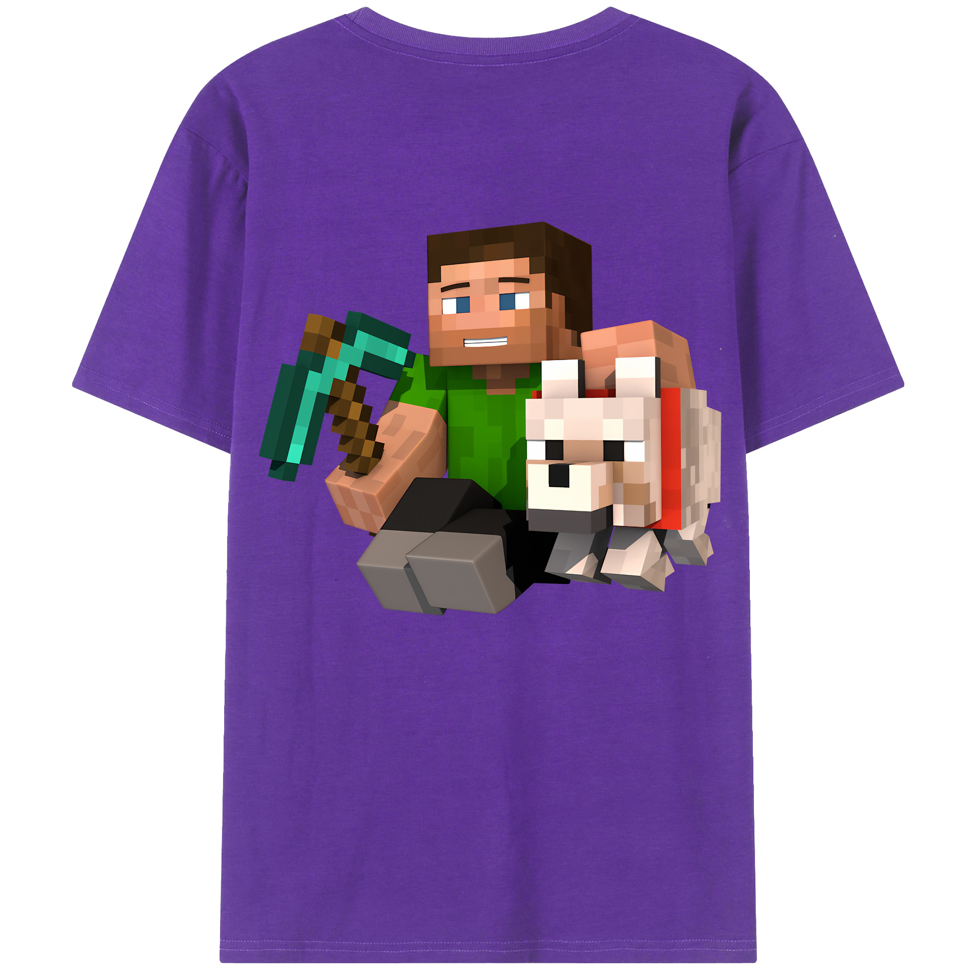 （画像用） マインクラフト ブロックの世界 Minecraft MC Block world 綿100％ メンズ半袖Tシャツ（バックプリント） 通気性