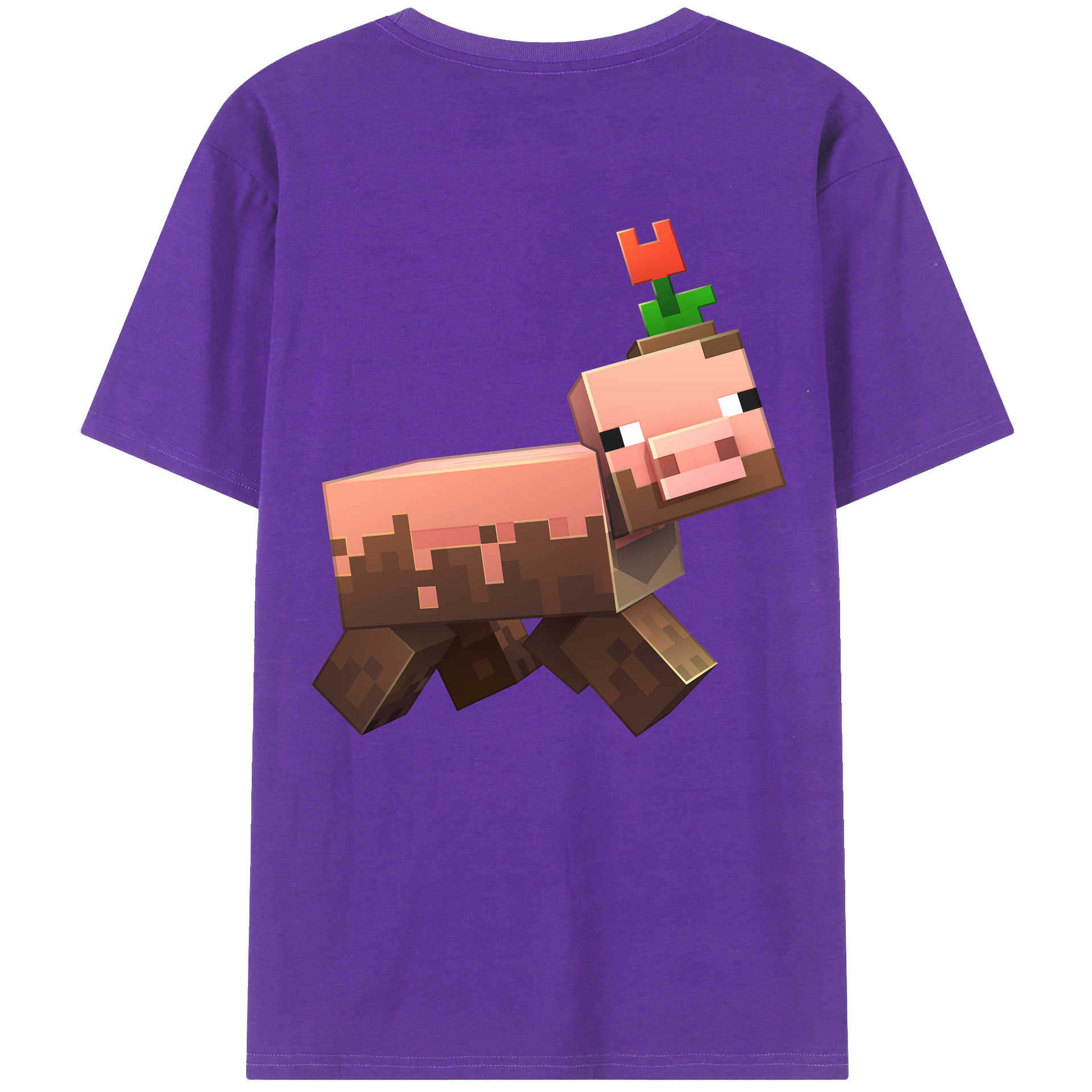 （画像用） マインクラフト ブロックの世界 Minecraft MC Block world 綿100％ メンズ半袖Tシャツ（バックプリント） 通気性