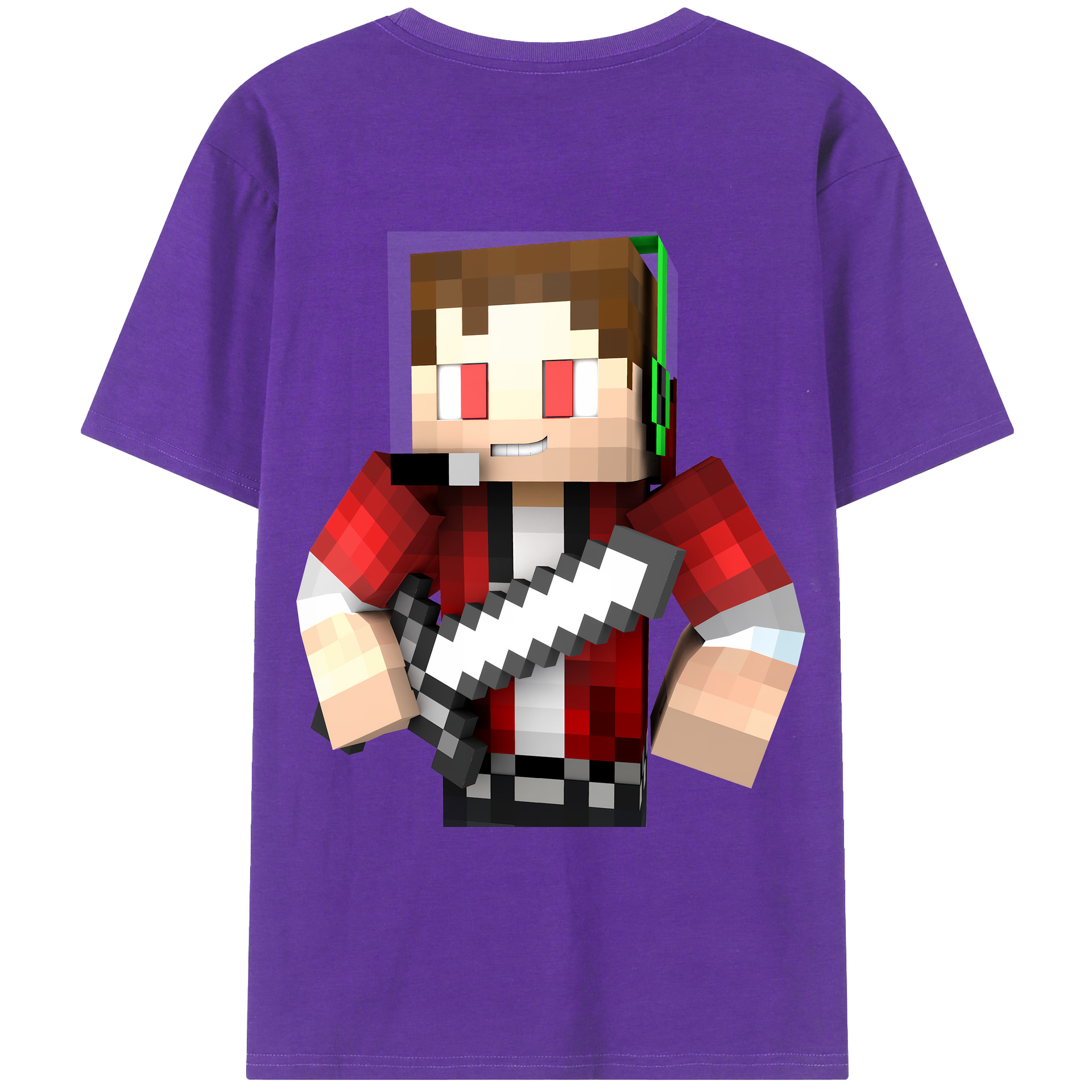 （画像用） マインクラフト ブロックの世界 Minecraft MC Block world 綿100％ メンズ半袖Tシャツ（バックプリント） 通気性