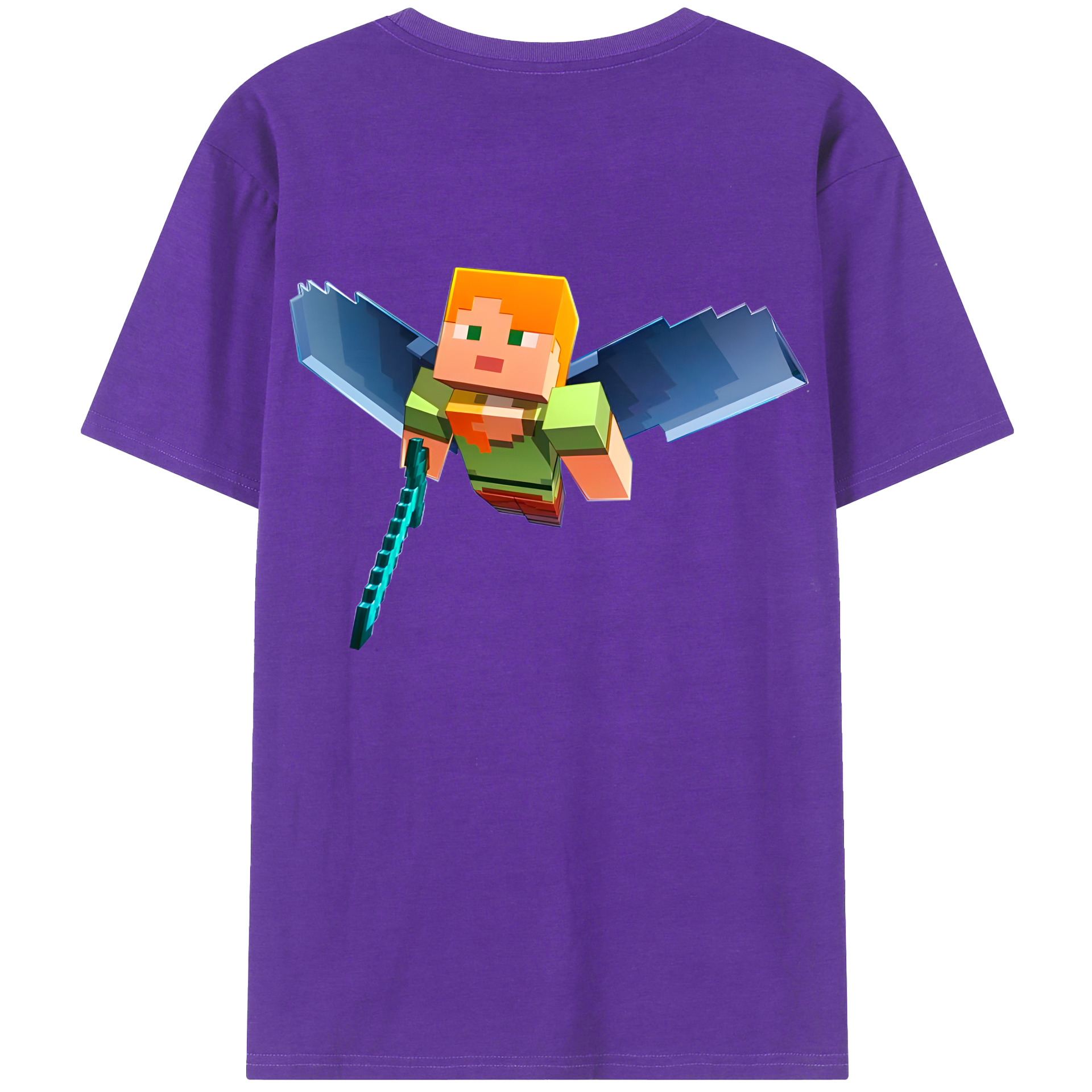（画像用） マインクラフト ブロックの世界 Minecraft MC Block world 綿100％ メンズ半袖Tシャツ（バックプリント） 通気性
