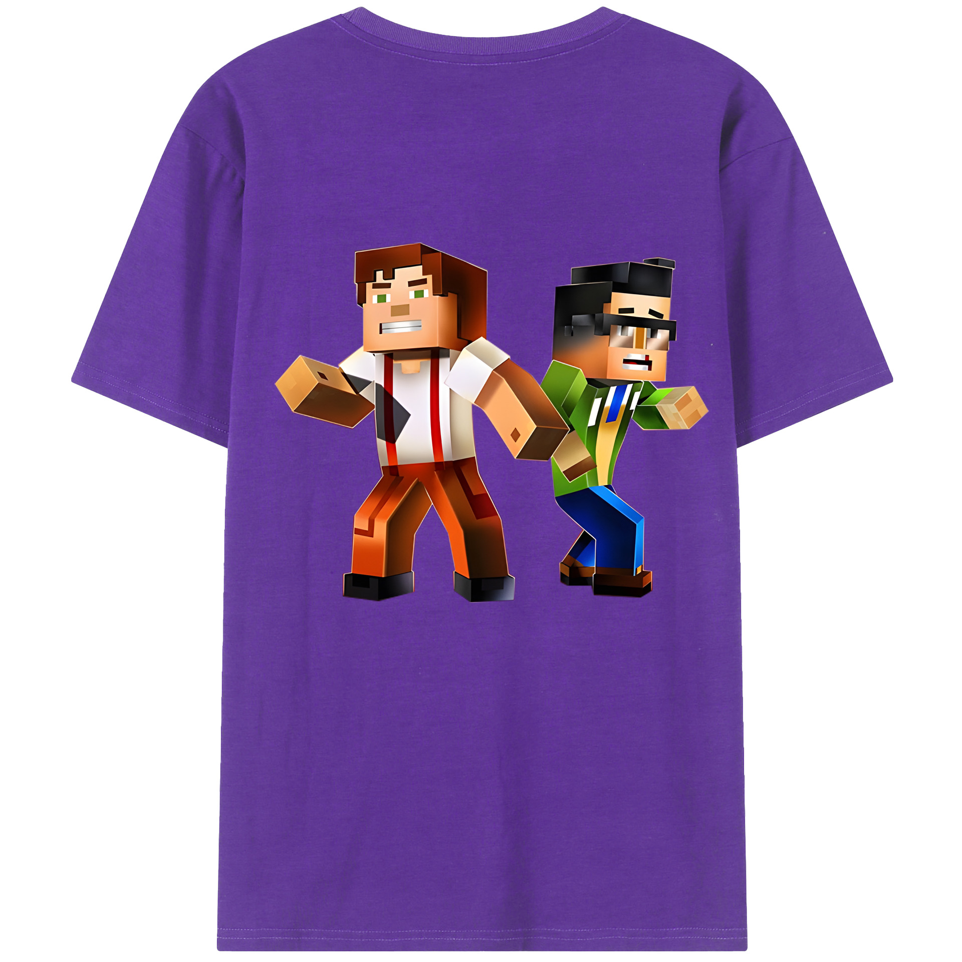 （画像用） マインクラフト ブロックの世界 Minecraft MC Block world 綿100％ メンズ半袖Tシャツ（バックプリント） 通気性