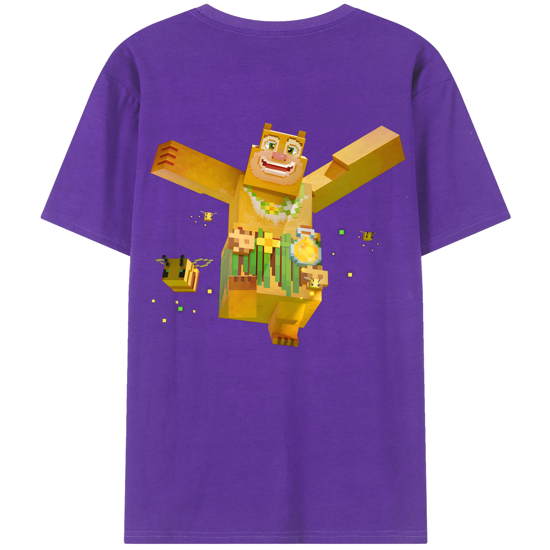 （画像用） マインクラフト ブロックの世界 Minecraft MC Block world 綿100％ メンズ半袖Tシャツ（バックプリント） 通気性