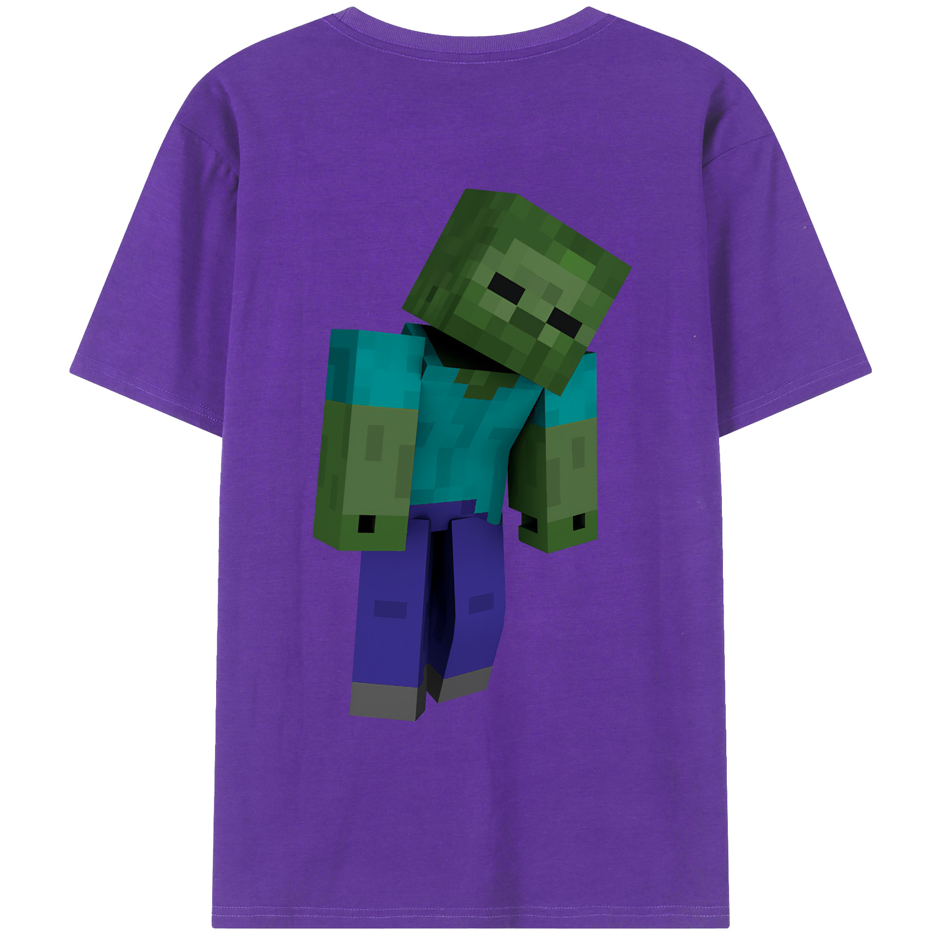 （画像用） マインクラフト ブロックの世界 Minecraft MC Block world 綿100％ メンズ半袖Tシャツ（バックプリント） 通気性