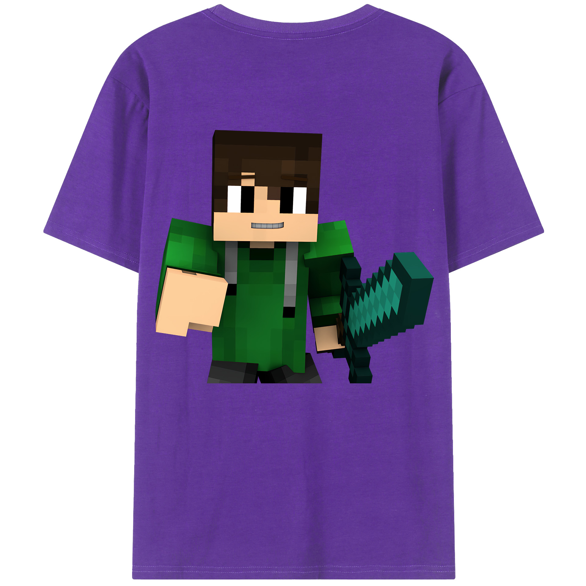 （画像用） マインクラフト ブロックの世界 Minecraft MC Block world 綿100％ メンズ半袖Tシャツ（バックプリント） 通気性