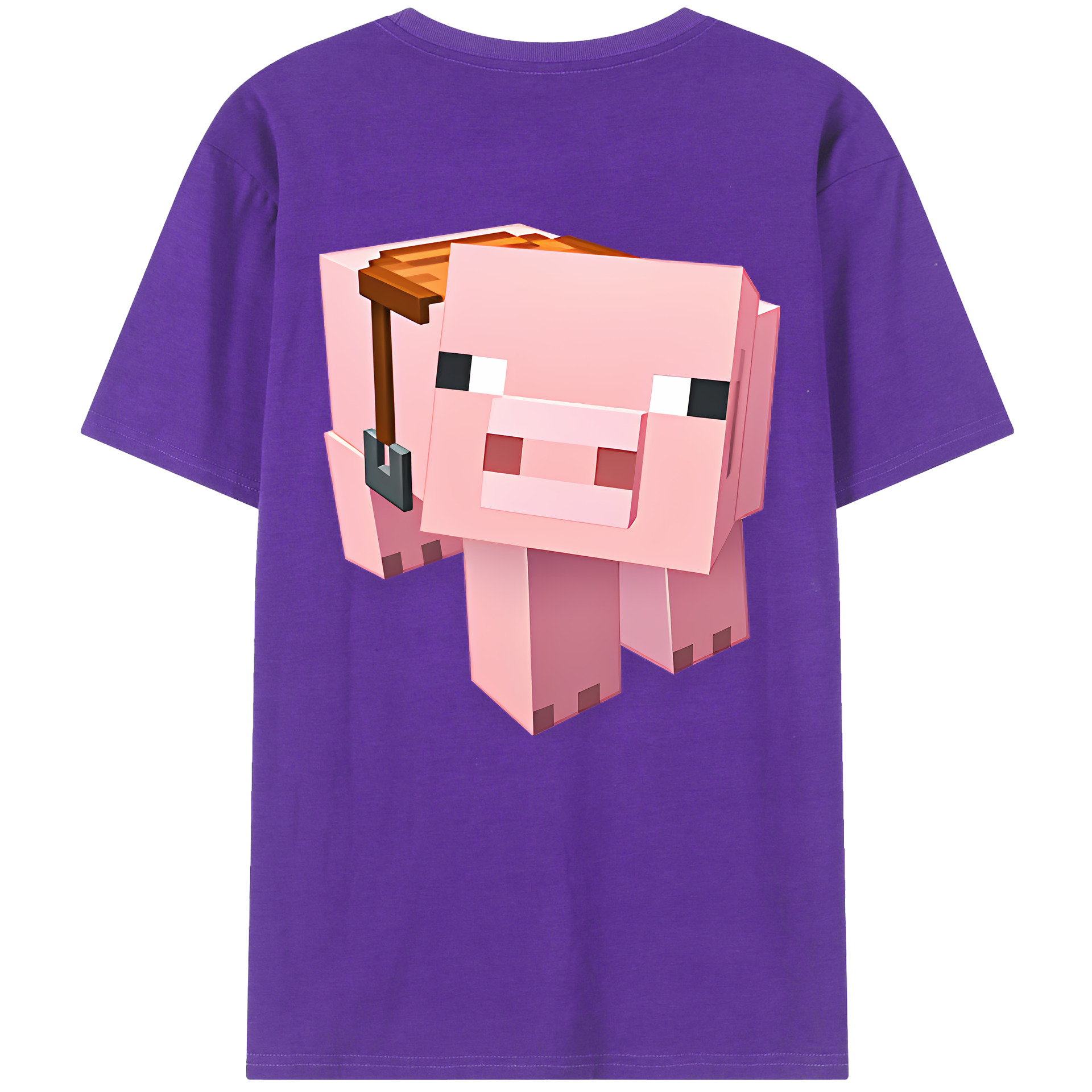（画像用） マインクラフト ブロックの世界 Minecraft MC Block world 綿100％ メンズ半袖Tシャツ（バックプリント） 通気性