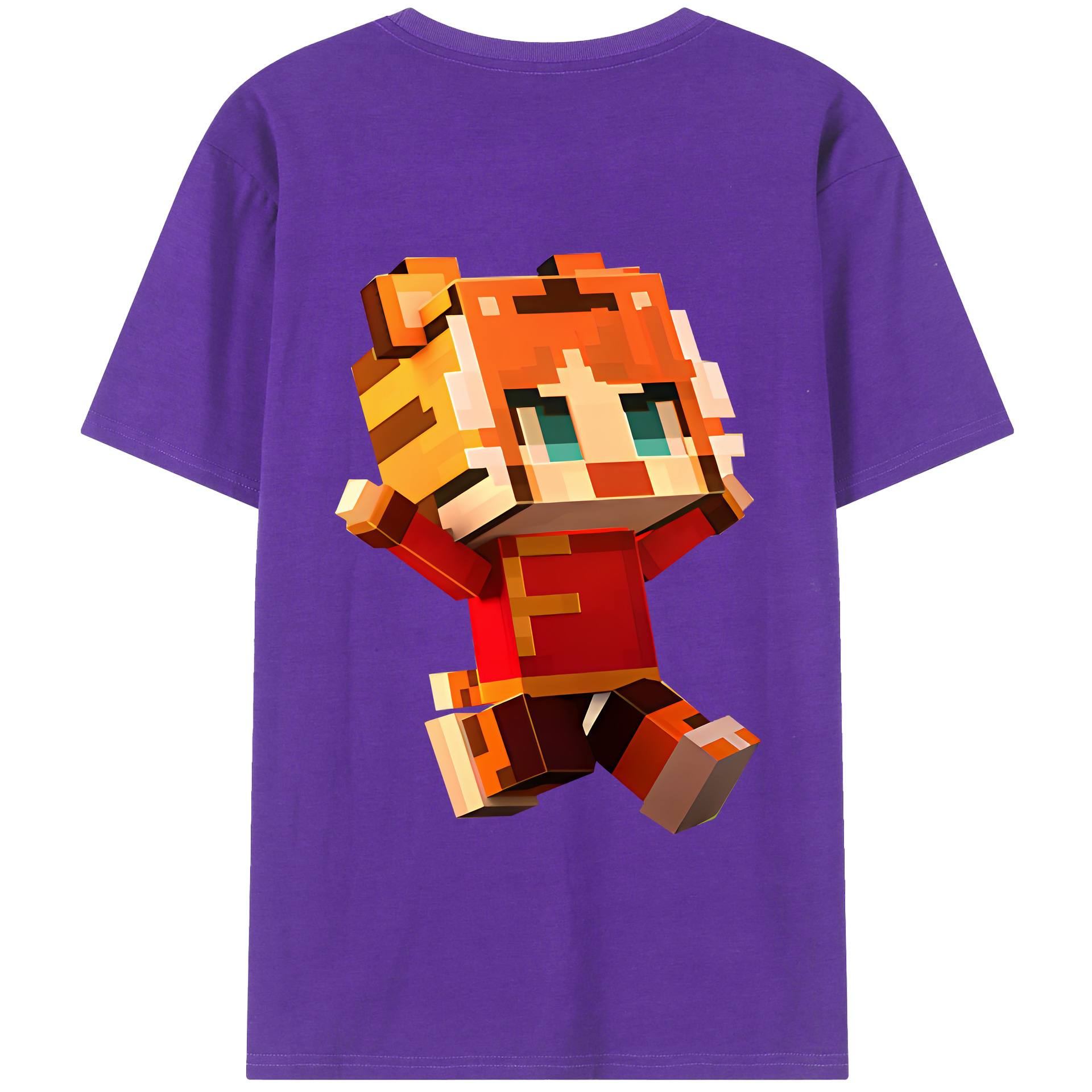 （画像用） マインクラフト ブロックの世界 Minecraft MC Block world 綿100％ メンズ半袖Tシャツ（バックプリント） 通気性