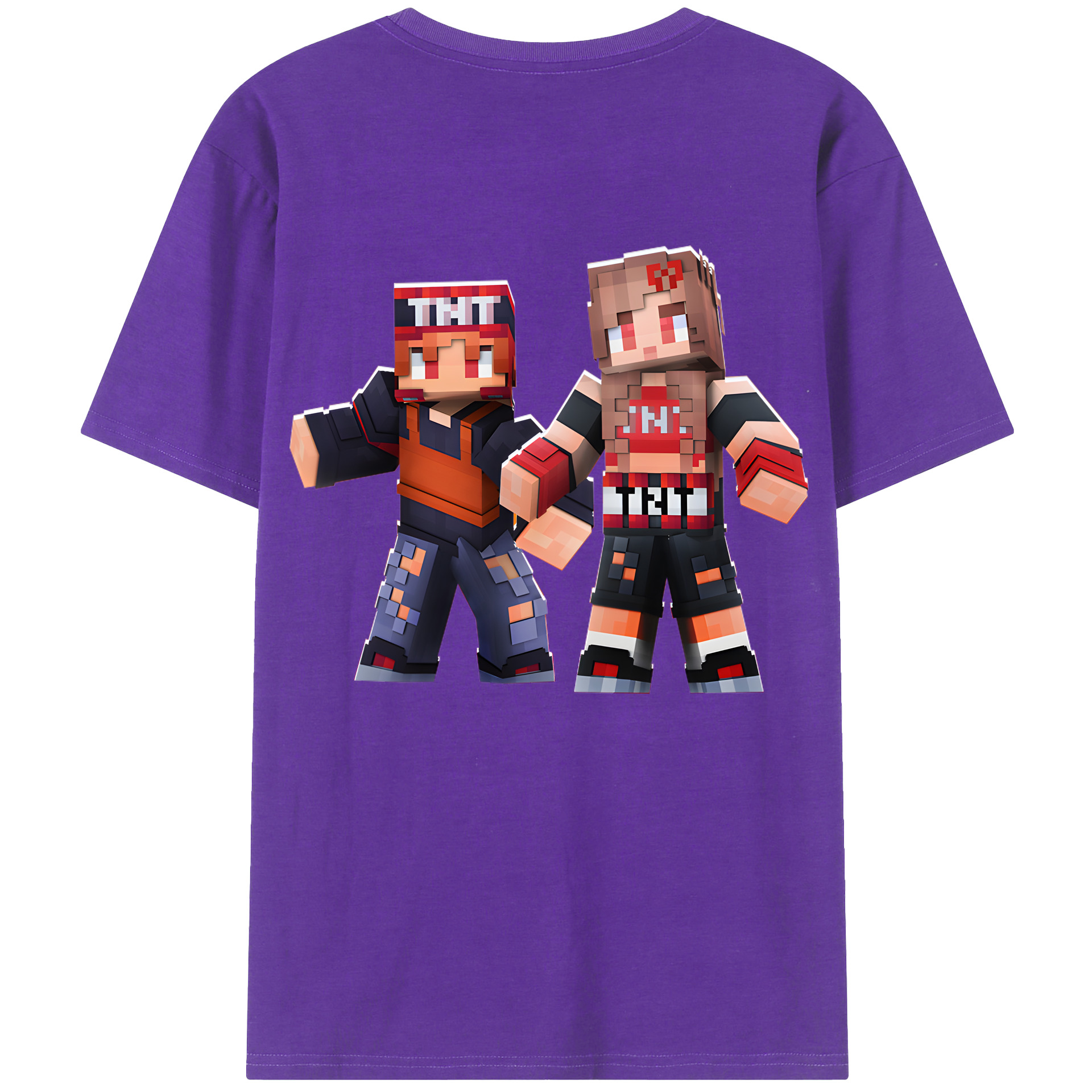 （画像用） マインクラフト ブロックの世界 Minecraft MC Block world 綿100％ メンズ半袖Tシャツ（バックプリント） 通気性