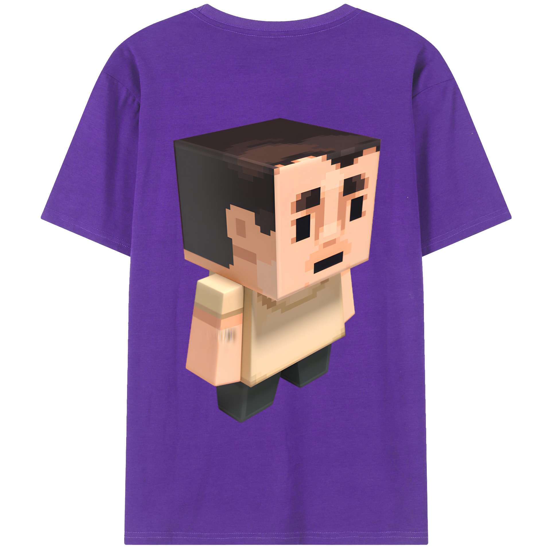 （画像用） マインクラフト ブロックの世界 Minecraft MC Block world 綿100％ メンズ半袖Tシャツ（バックプリント） 通気性