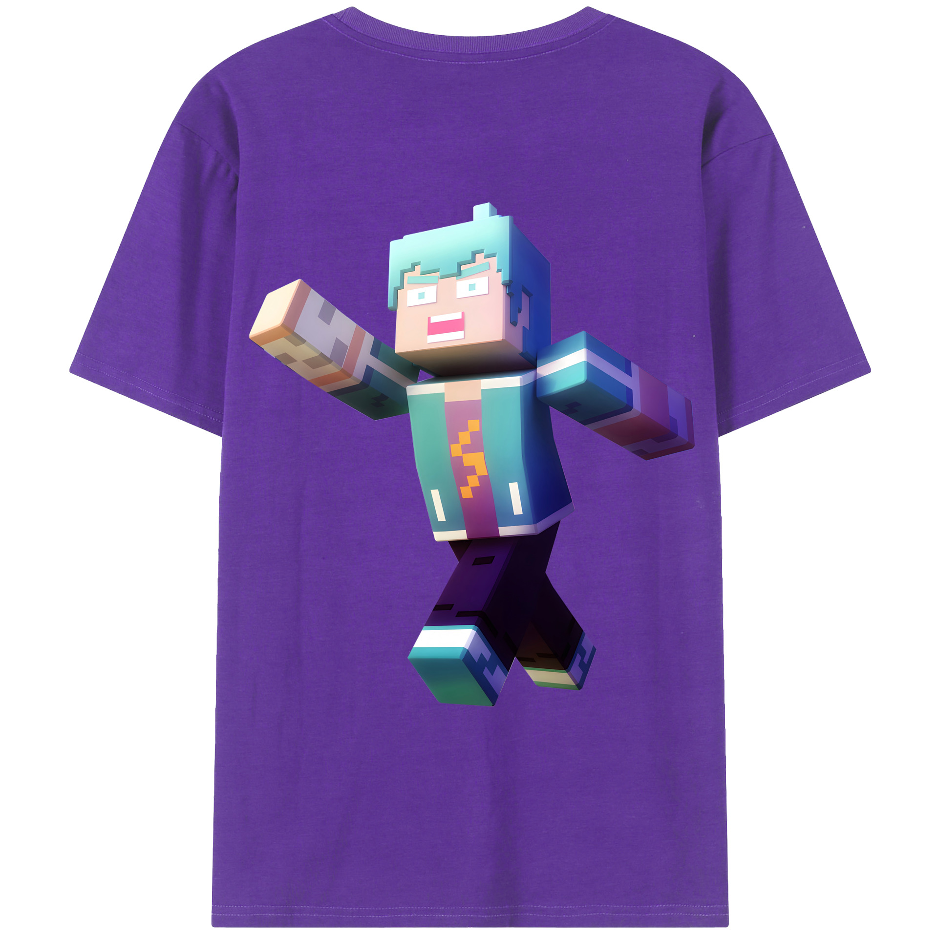 （画像用） マインクラフト ブロックの世界 Minecraft MC Block world 綿100％ メンズ半袖Tシャツ（バックプリント） 通気性