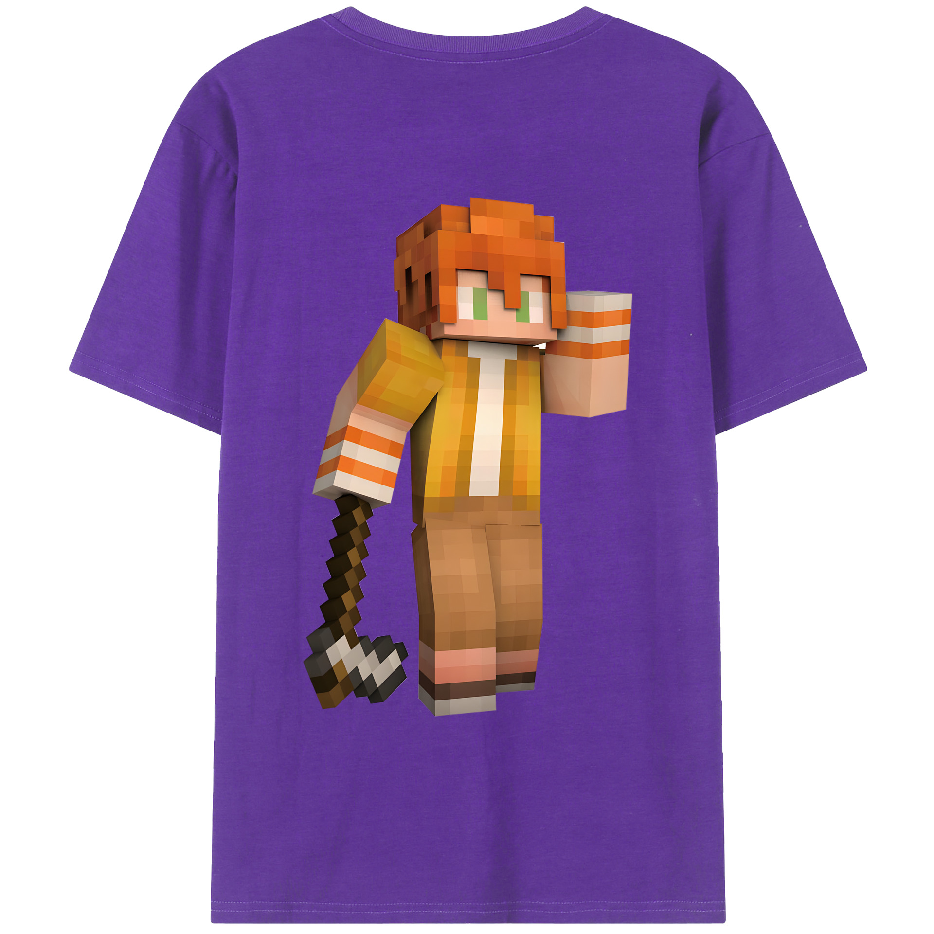 （画像用） マインクラフト ブロックの世界 Minecraft MC Block world 綿100％ メンズ半袖Tシャツ（バックプリント） 通気性