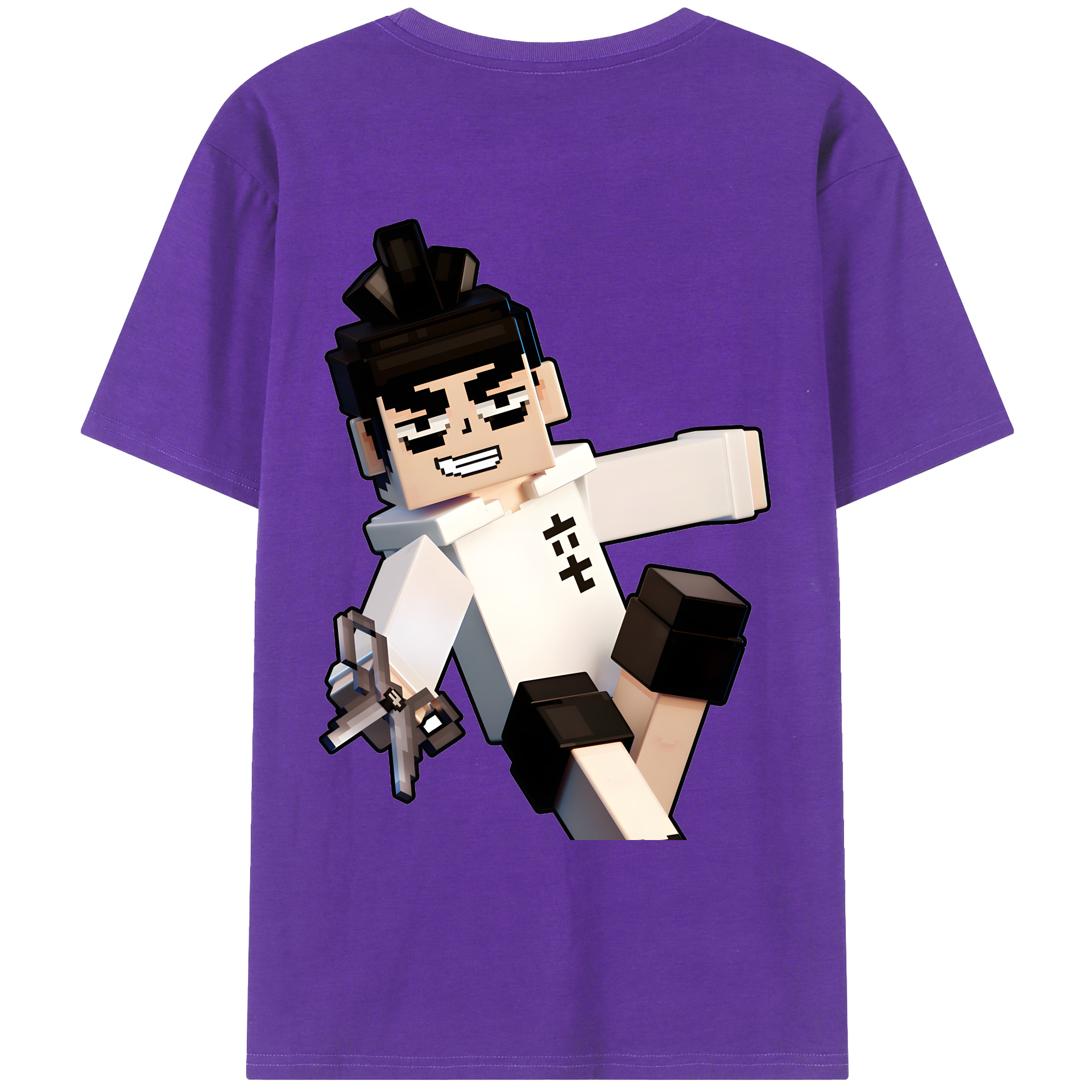 （画像用） マインクラフト ブロックの世界 Minecraft MC Block world 綿100％ メンズ半袖Tシャツ（バックプリント） 通気性