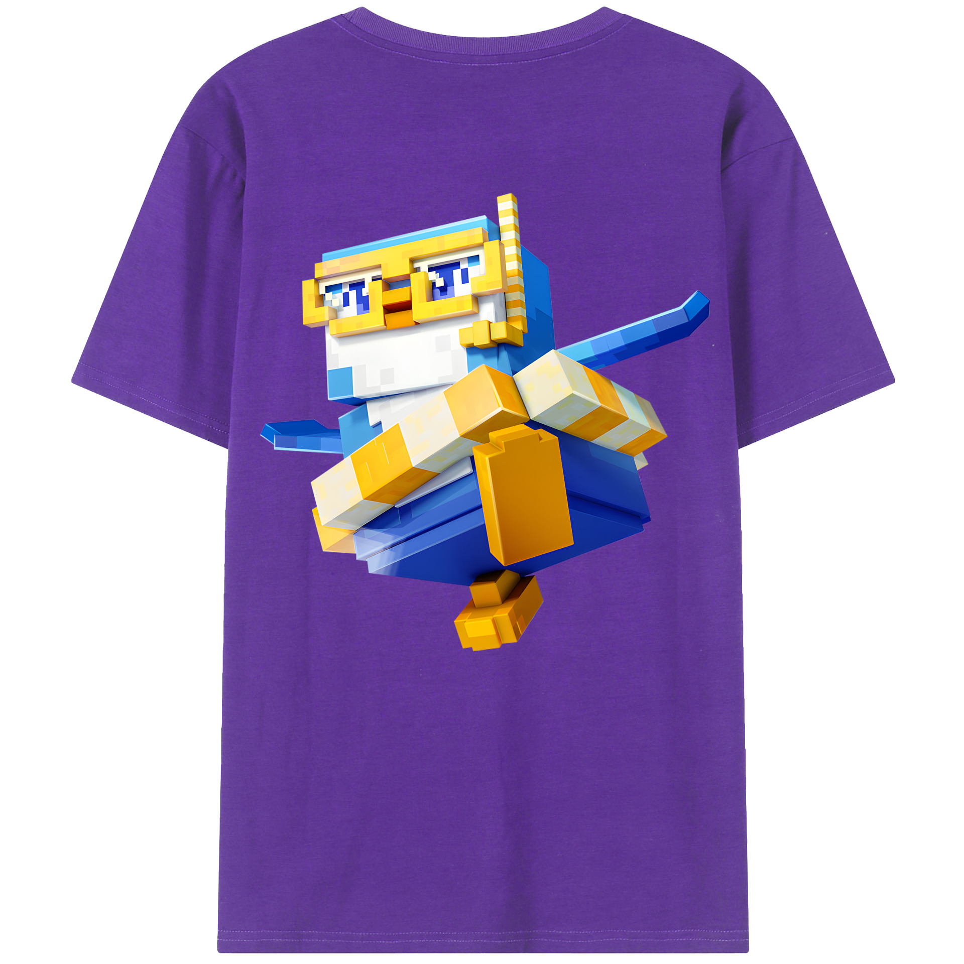 （画像用） マインクラフト ブロックの世界 Minecraft MC Block world 綿100％ メンズ半袖Tシャツ（バックプリント） 通気性