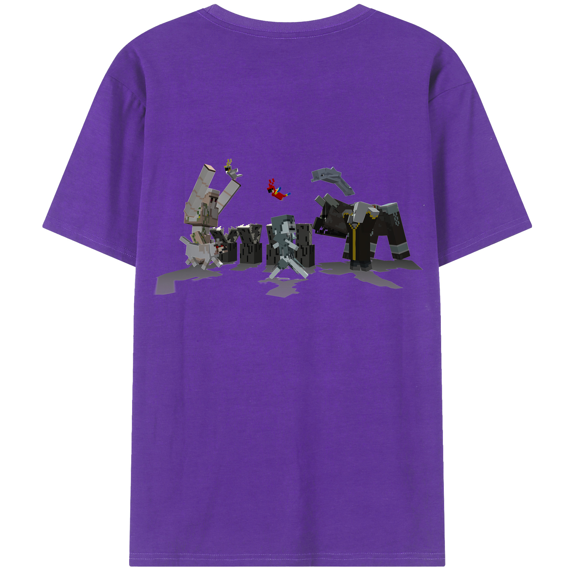 （画像用） マインクラフト ブロックの世界 Minecraft MC Block world 綿100％ メンズ半袖Tシャツ（バックプリント） 通気性