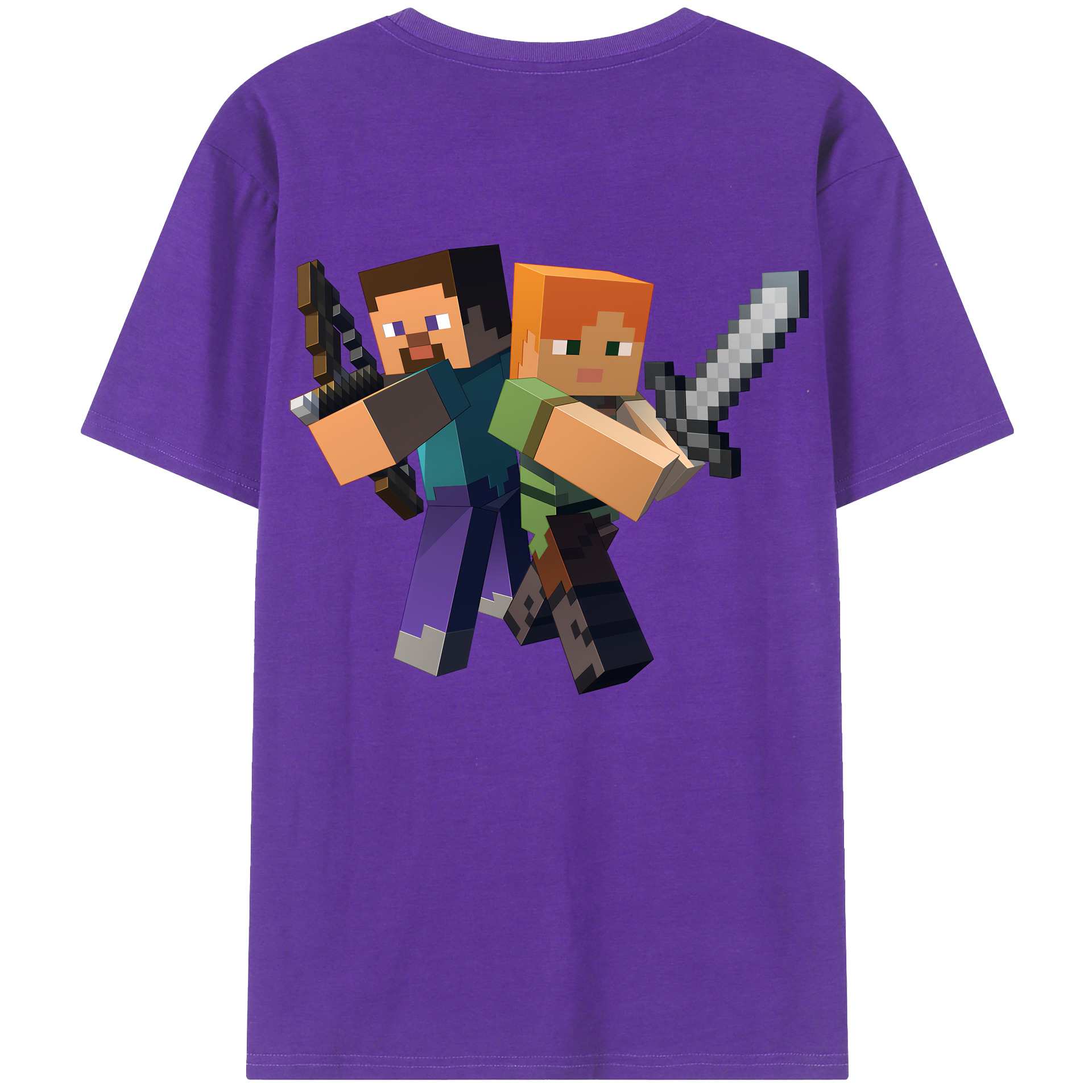 （画像用） マインクラフト ブロックの世界 Minecraft MC Block world 綿100％ メンズ半袖Tシャツ（バックプリント） 通気性