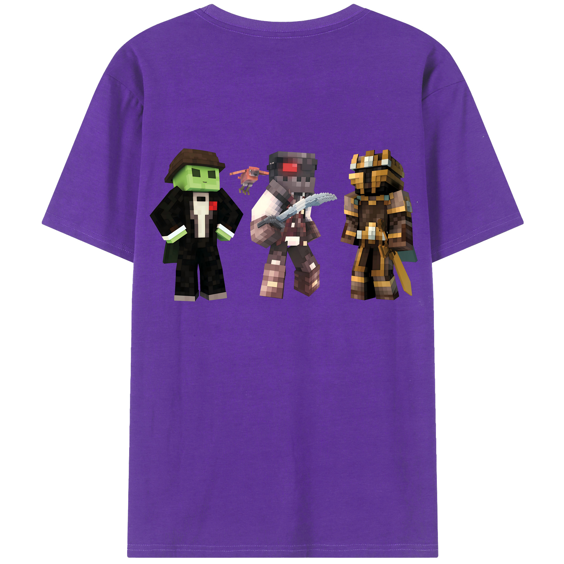 （画像用） マインクラフト ブロックの世界 Minecraft MC Block world 綿100％ メンズ半袖Tシャツ（バックプリント） 通気性