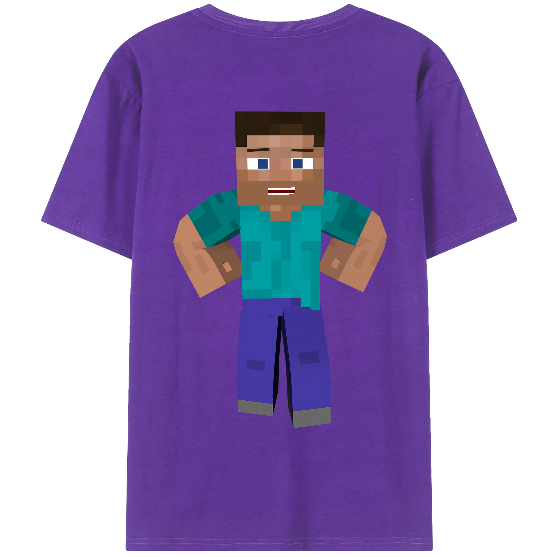 （画像用） マインクラフト ブロックの世界 Minecraft MC Block world 綿100％ メンズ半袖Tシャツ（バックプリント） 通気性