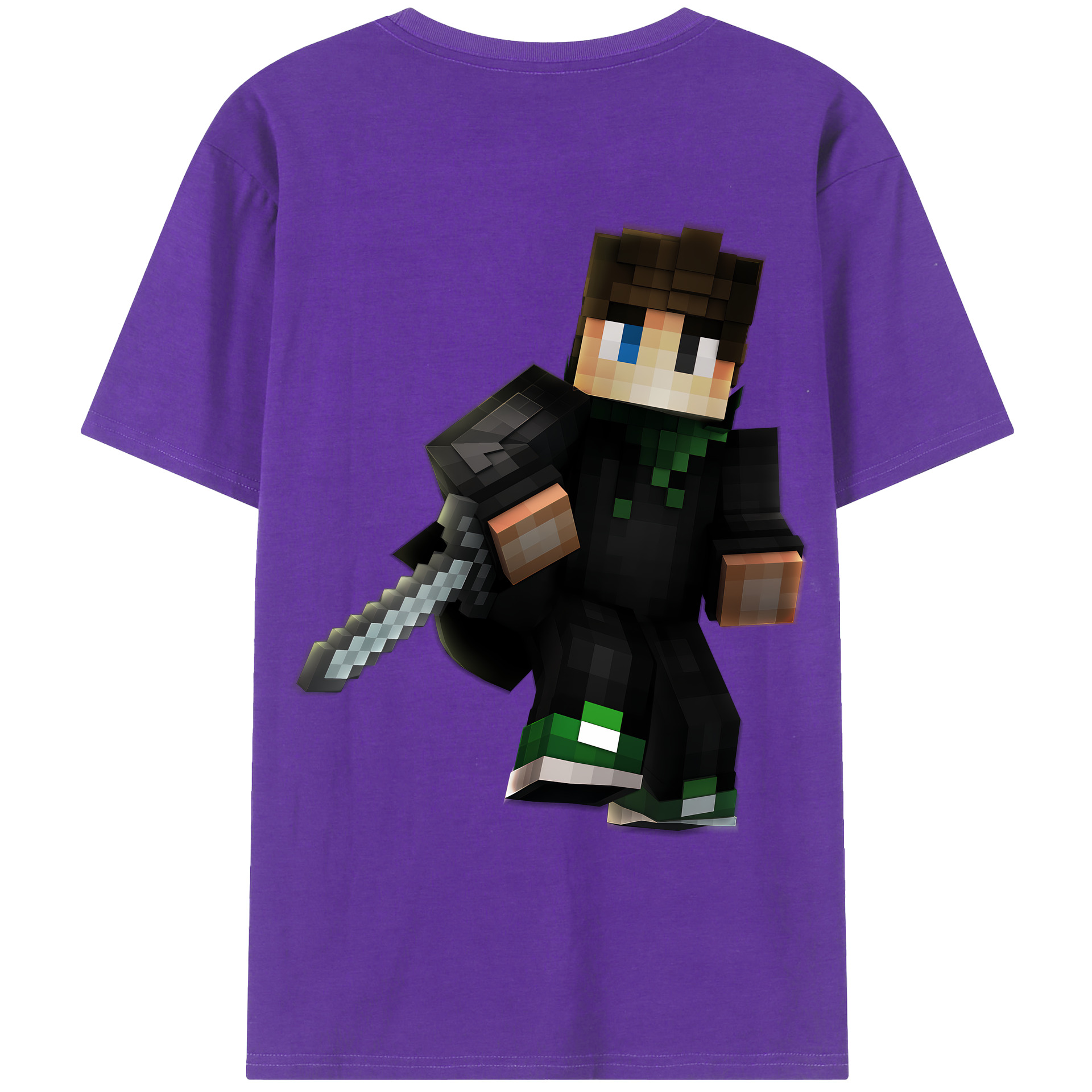 （画像用） マインクラフト ブロックの世界 Minecraft MC Block world 綿100％ メンズ半袖Tシャツ（バックプリント） 通気性
