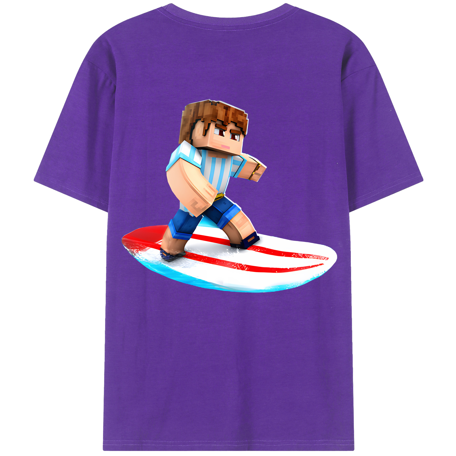 （画像用） マインクラフト ブロックの世界 Minecraft MC Block world 綿100％ メンズ半袖Tシャツ（バックプリント） 通気性