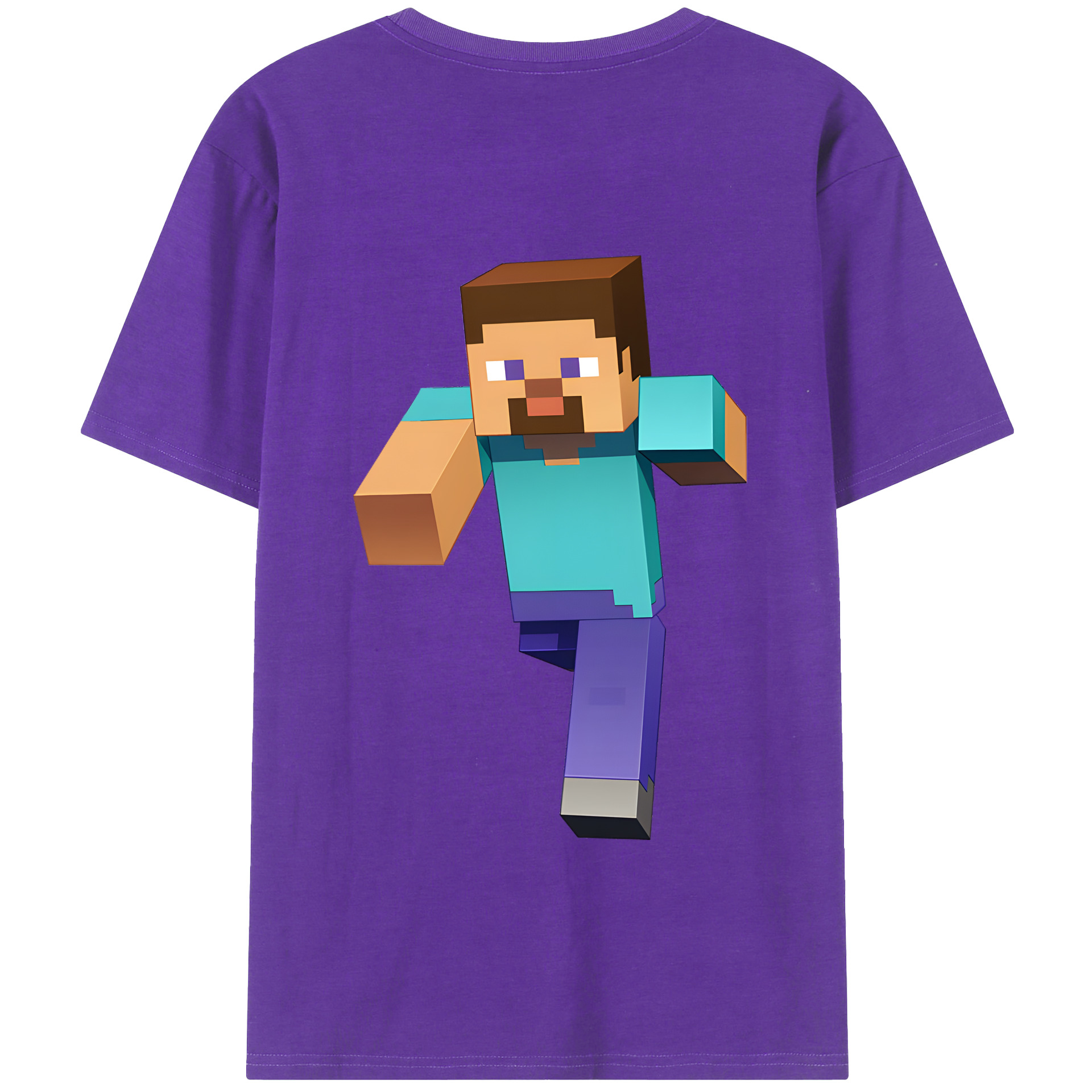 （画像用） マインクラフト ブロックの世界 Minecraft MC Block world 綿100％ メンズ半袖Tシャツ（バックプリント） 通気性