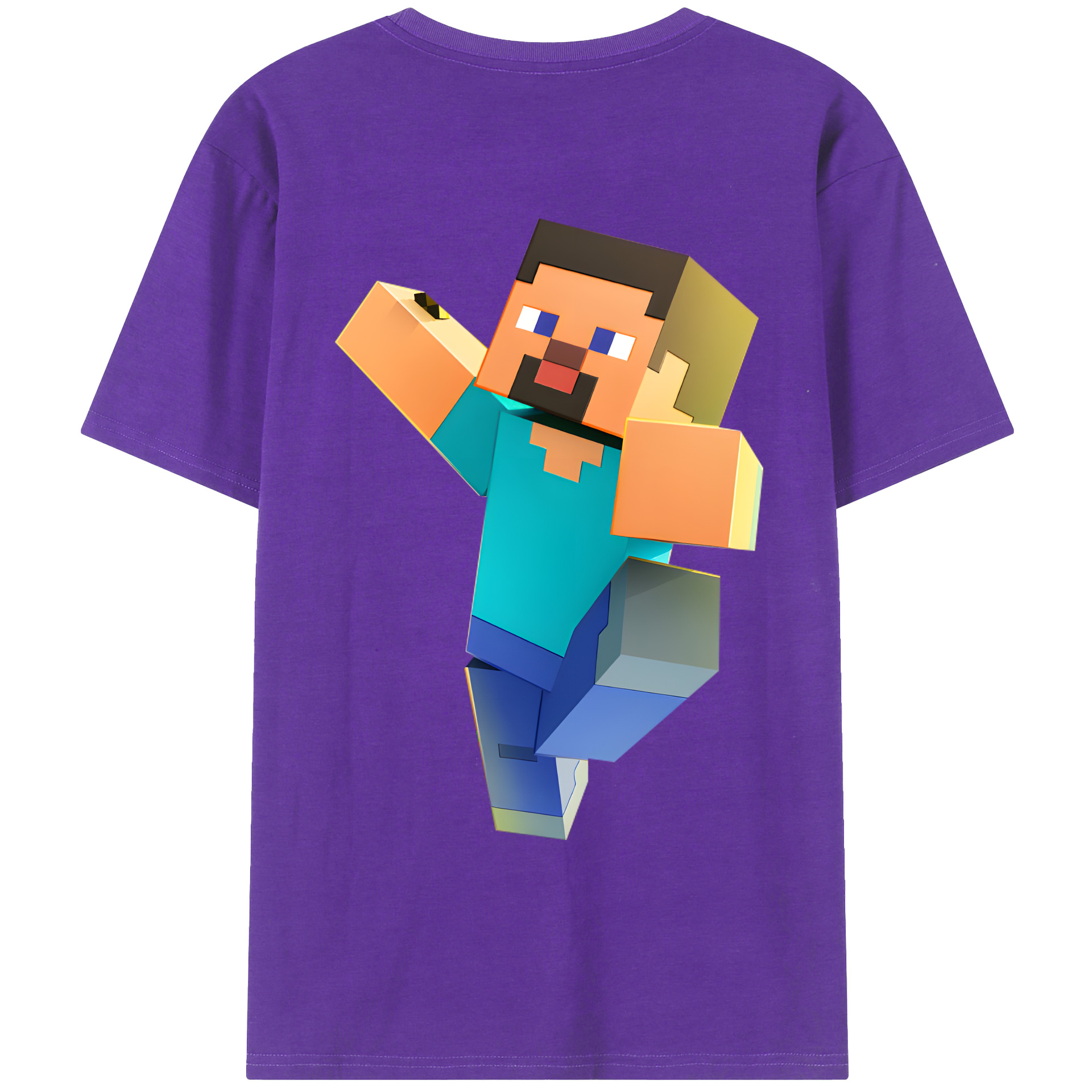 （画像用） マインクラフト ブロックの世界 Minecraft MC Block world 綿100％ メンズ半袖Tシャツ（バックプリント） 通気性