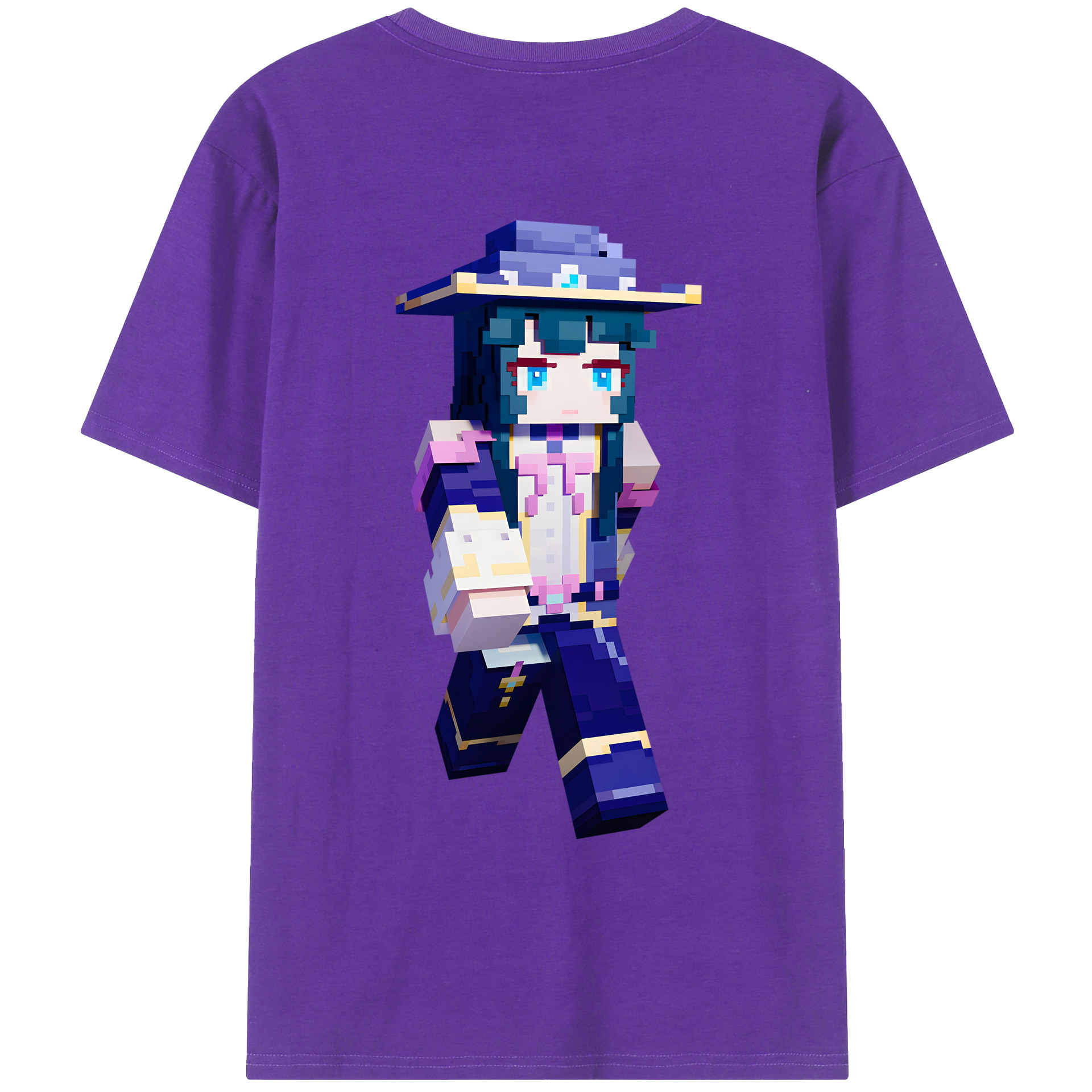（画像用） マインクラフト ブロックの世界 Minecraft MC Block world 綿100％ メンズ半袖Tシャツ（バックプリント） 通気性
