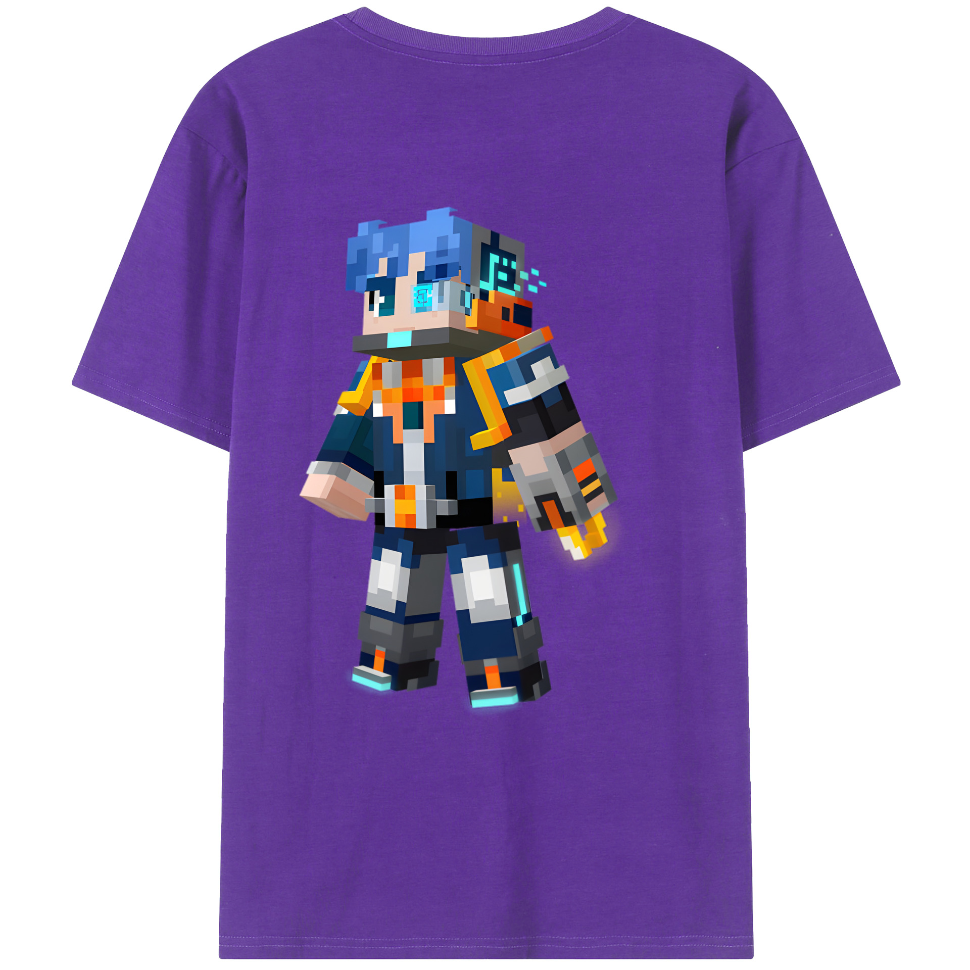 （画像用） マインクラフト ブロックの世界 Minecraft MC Block world 綿100％ メンズ半袖Tシャツ（バックプリント） 通気性