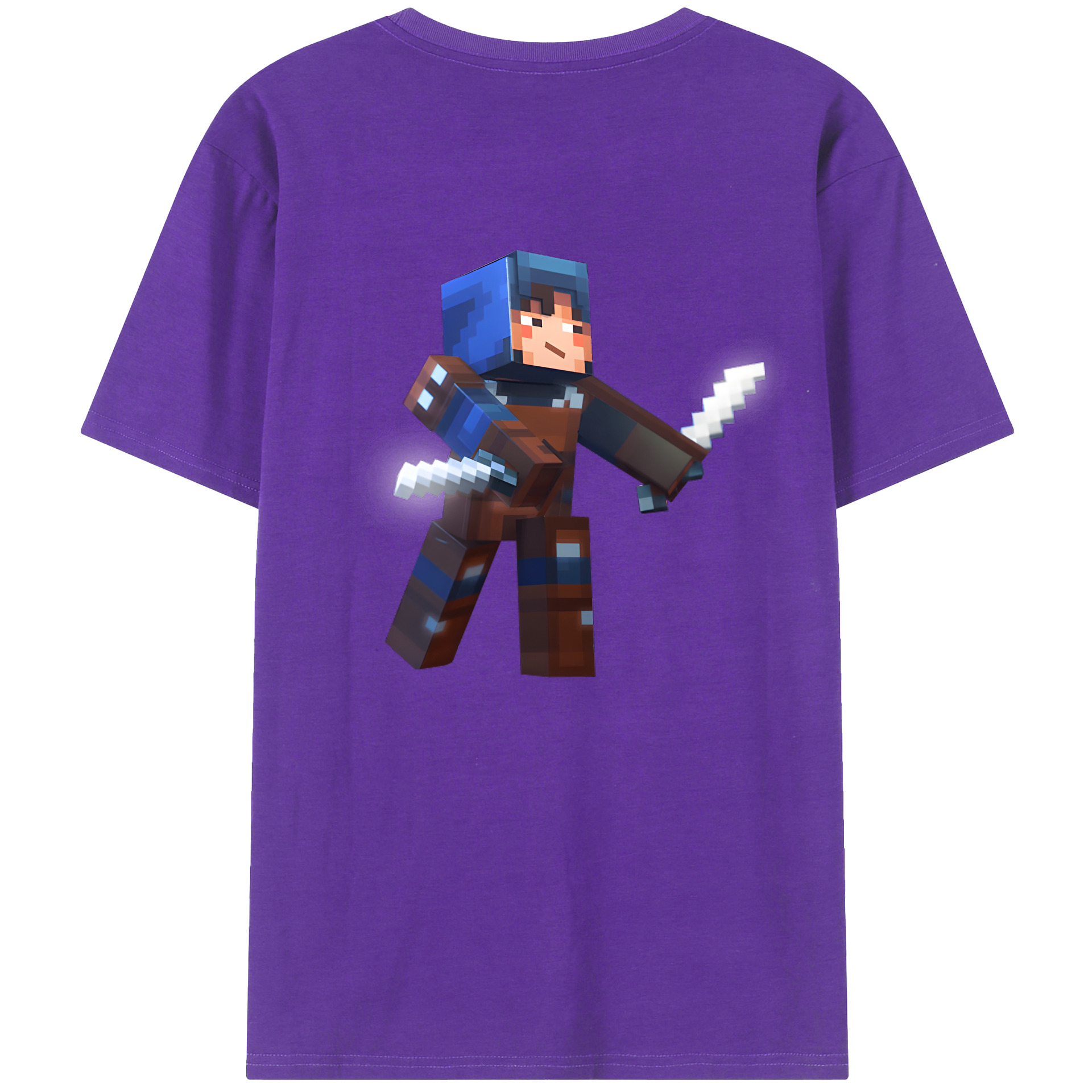 （画像用） マインクラフト ブロックの世界 Minecraft MC Block world 綿100％ メンズ半袖Tシャツ（バックプリント） 通気性