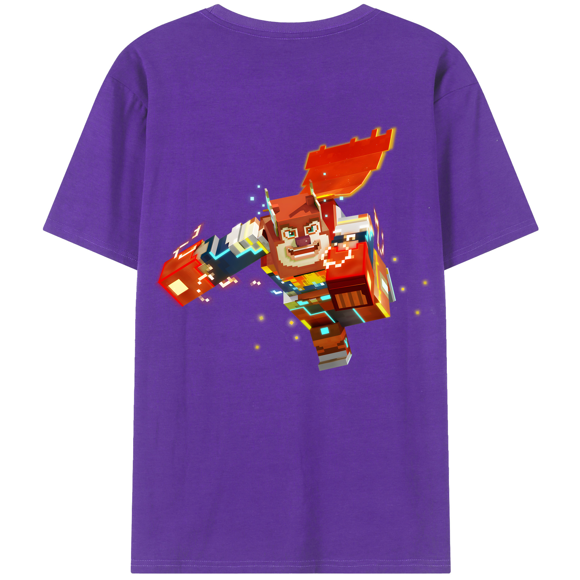 （画像用） マインクラフト ブロックの世界 Minecraft MC Block world 綿100％ メンズ半袖Tシャツ（バックプリント） 通気性