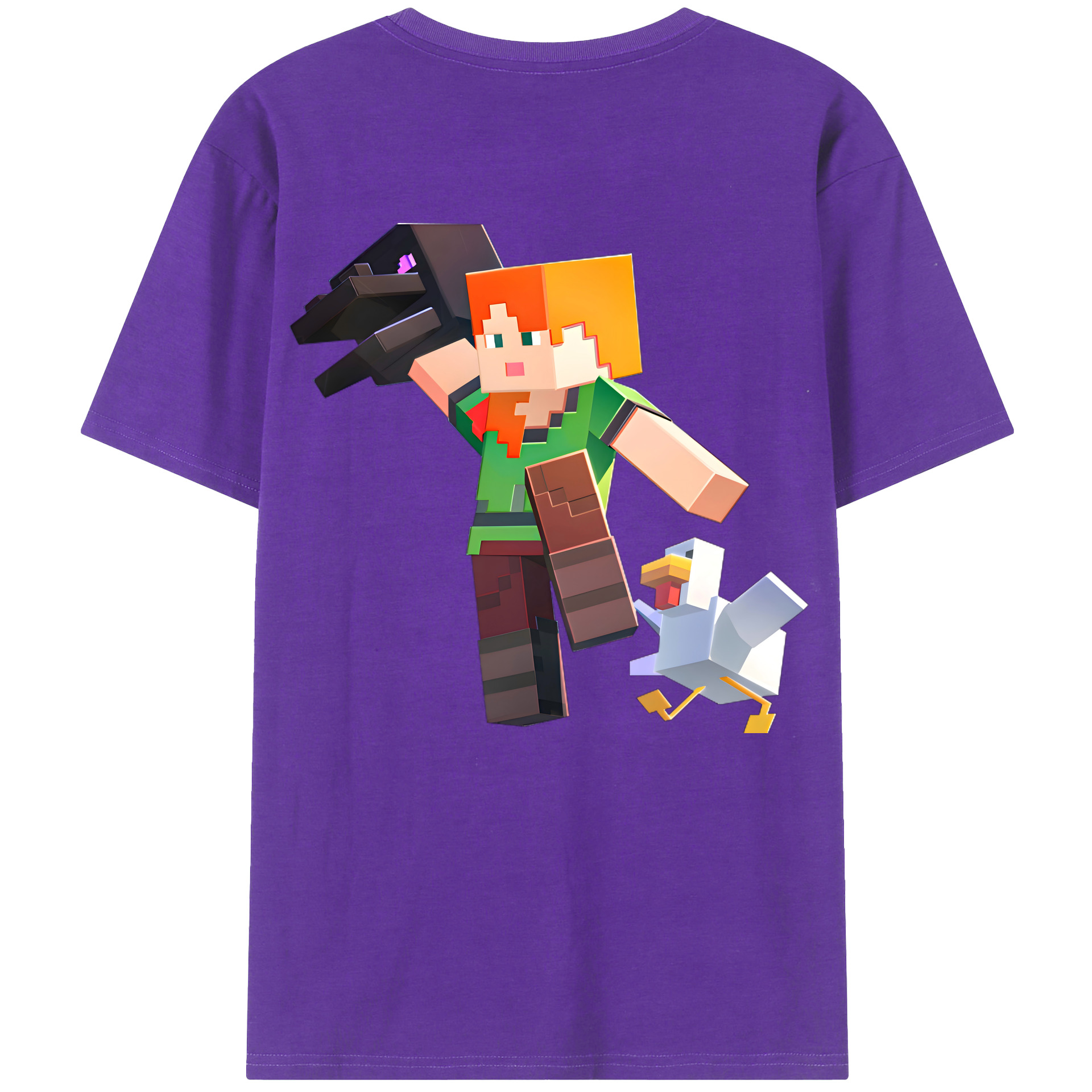 （画像用） マインクラフト ブロックの世界 Minecraft MC Block world 綿100％ メンズ半袖Tシャツ（バックプリント） 通気性