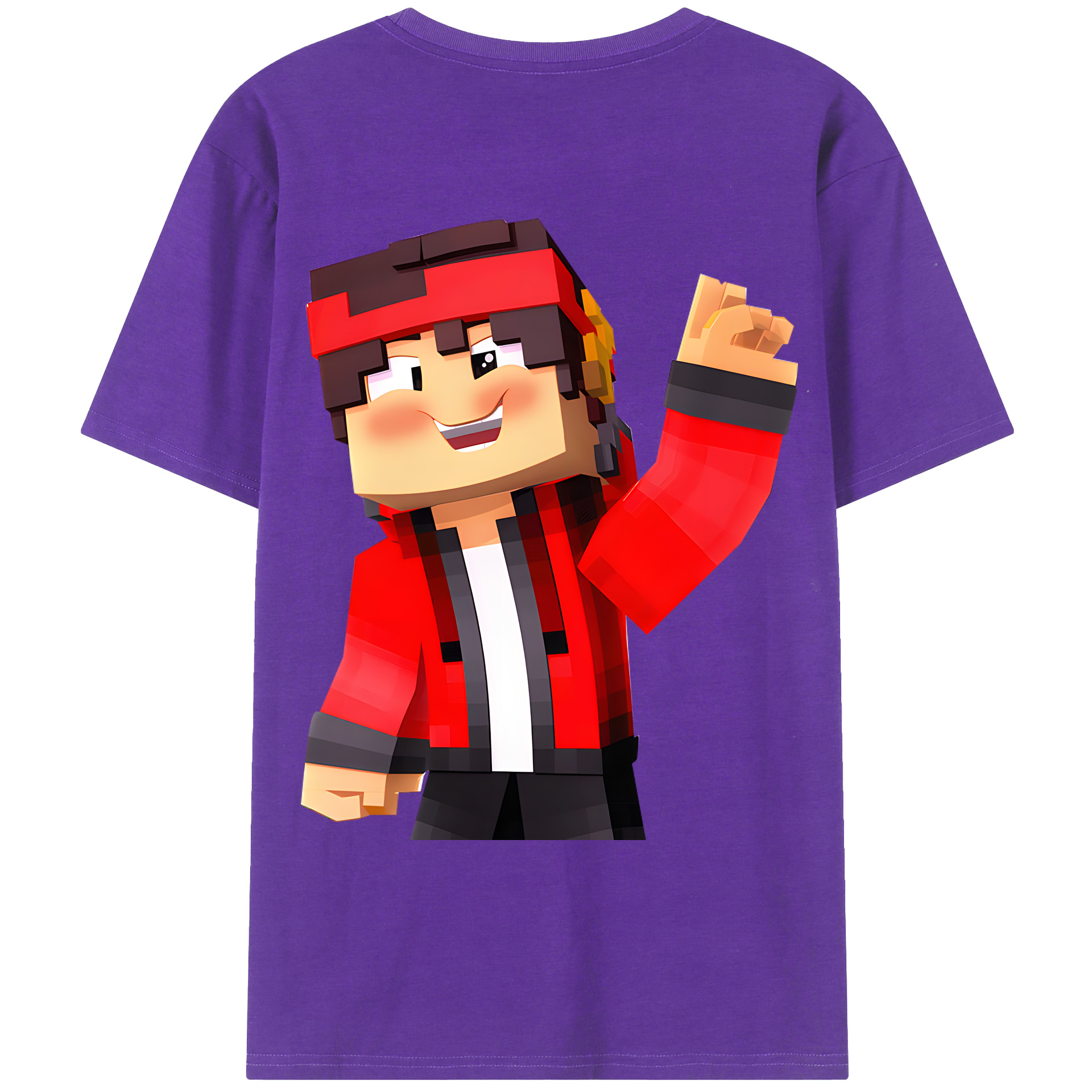 （画像用） マインクラフト ブロックの世界 Minecraft MC Block world 綿100％ メンズ半袖Tシャツ（バックプリント） 通気性