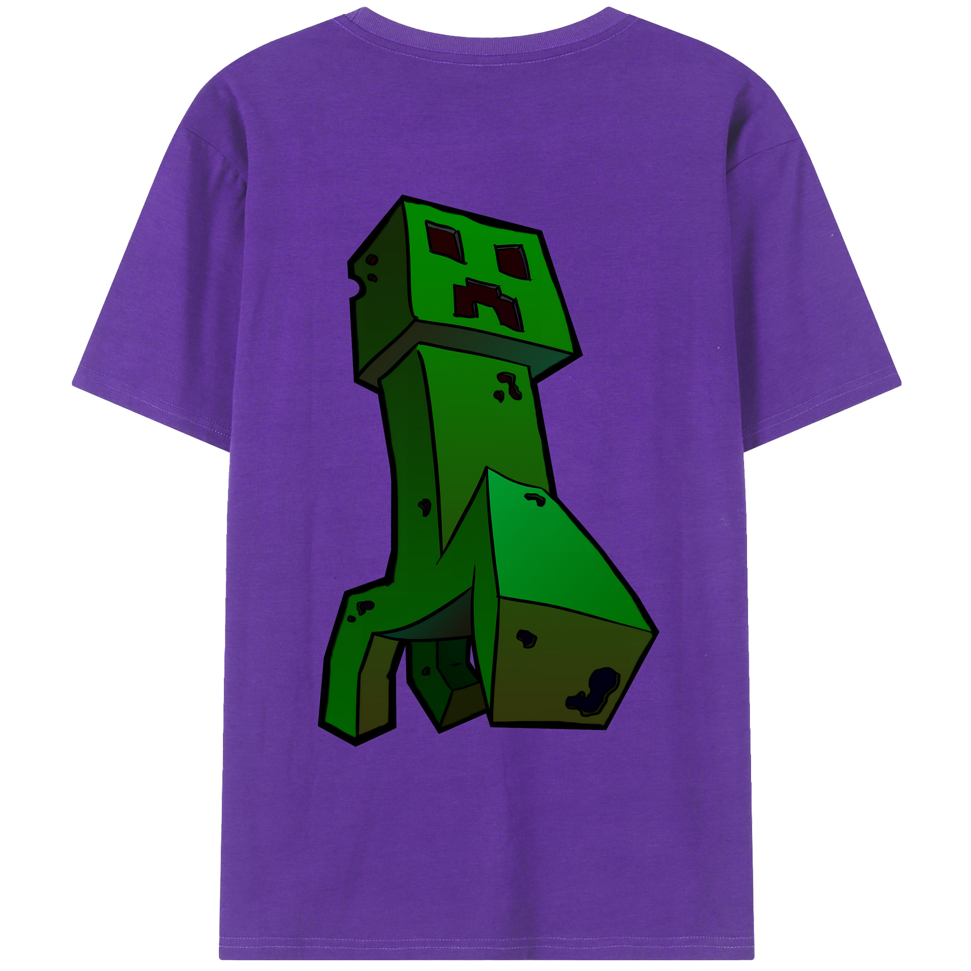 （画像用） マインクラフト ブロックの世界 Minecraft MC Block world 綿100％ メンズ半袖Tシャツ（バックプリント） 通気性