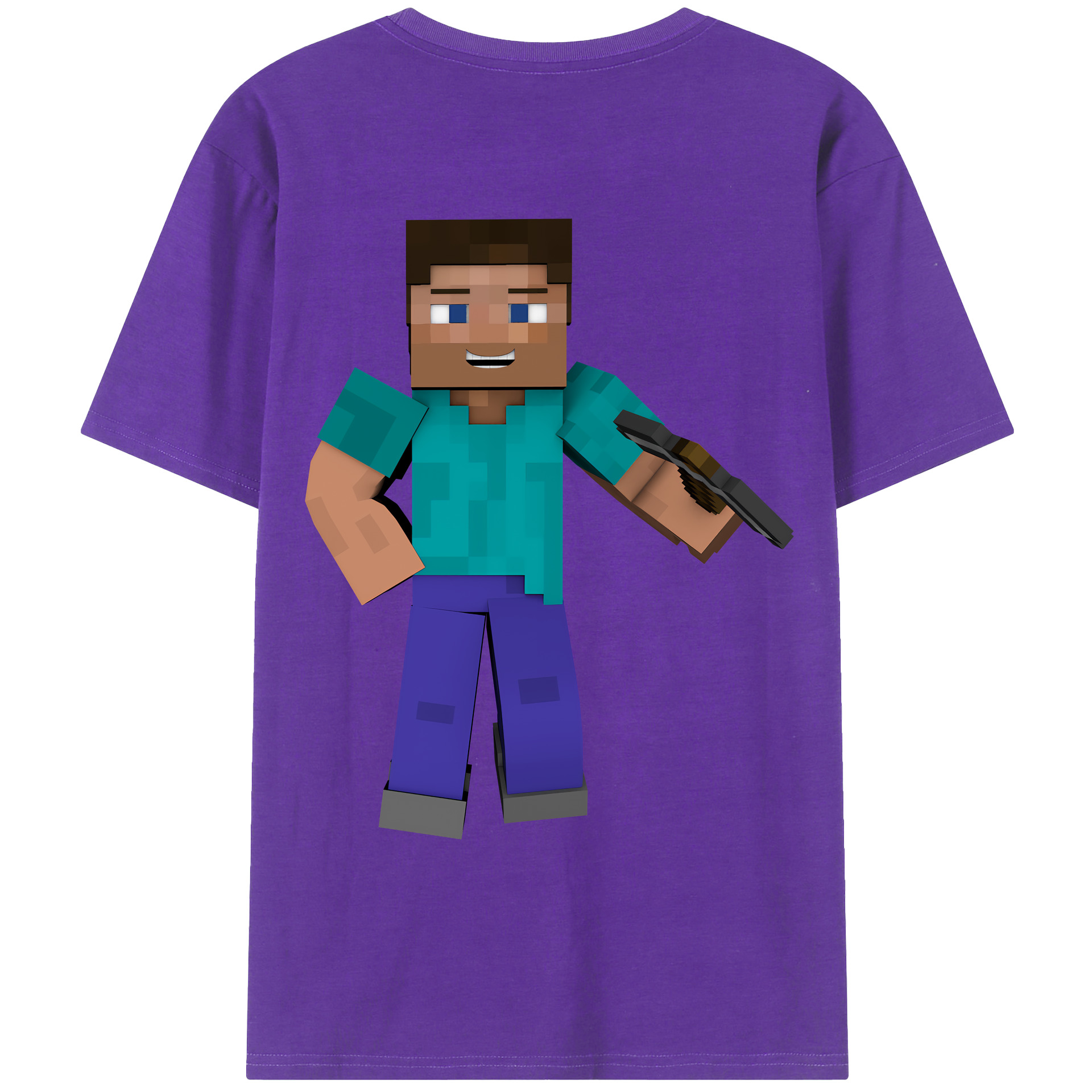 （画像用） マインクラフト ブロックの世界 Minecraft MC Block world 綿100％ メンズ半袖Tシャツ（バックプリント） 通気性