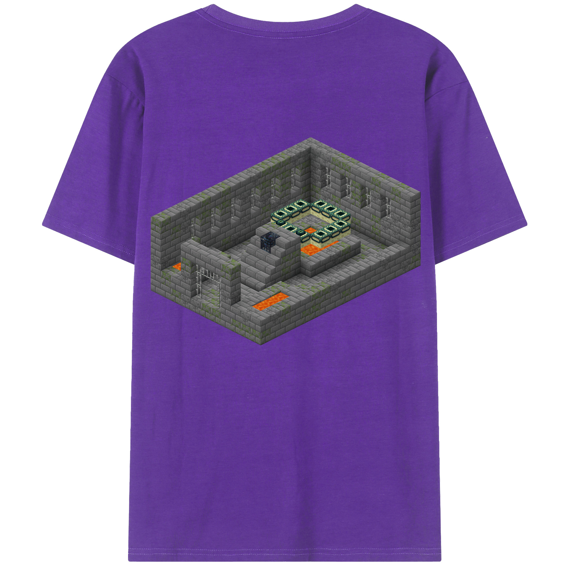 （画像用） マインクラフト ブロックの世界 Minecraft MC Block world 綿100％ メンズ半袖Tシャツ（バックプリント） 通気性