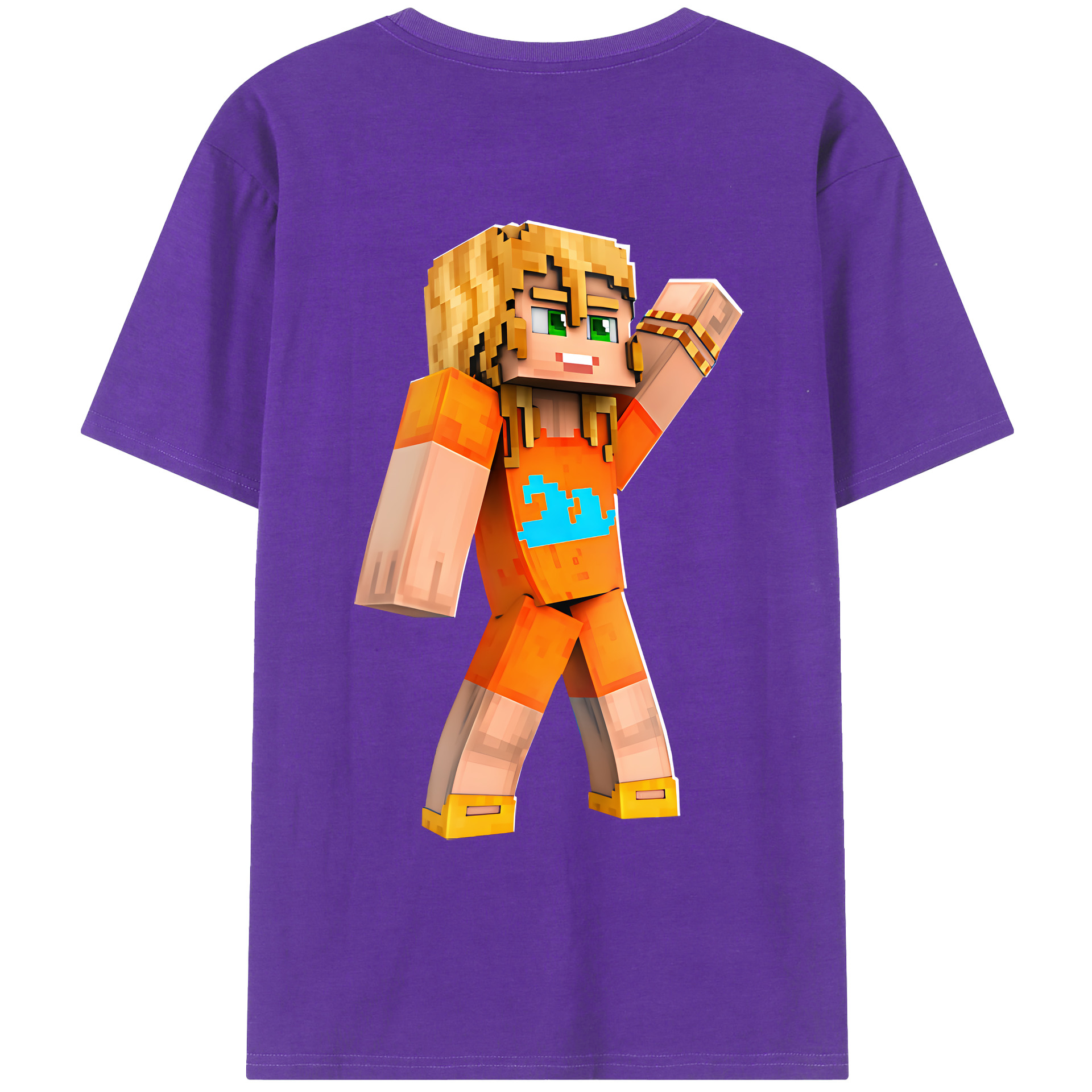 （画像用） マインクラフト ブロックの世界 Minecraft MC Block world 綿100％ メンズ半袖Tシャツ（バックプリント） 通気性