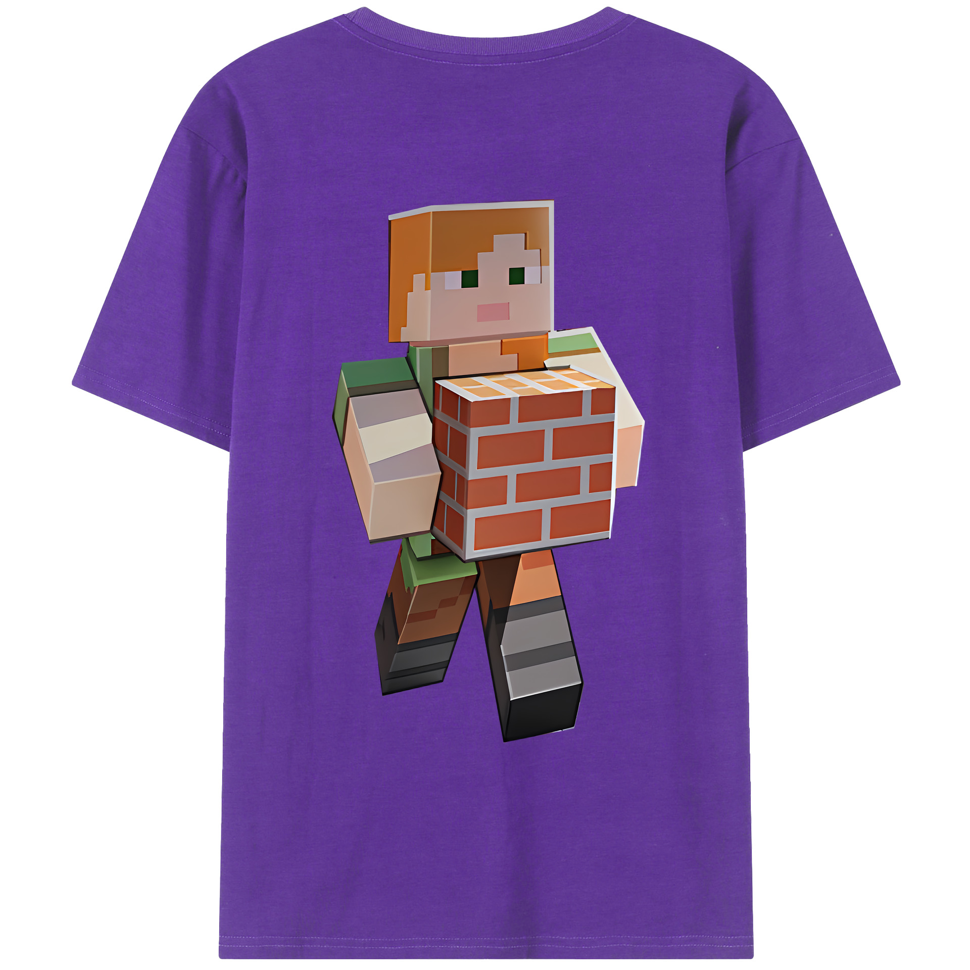 （画像用） マインクラフト ブロックの世界 Minecraft MC Block world 綿100％ メンズ半袖Tシャツ（バックプリント） 通気性