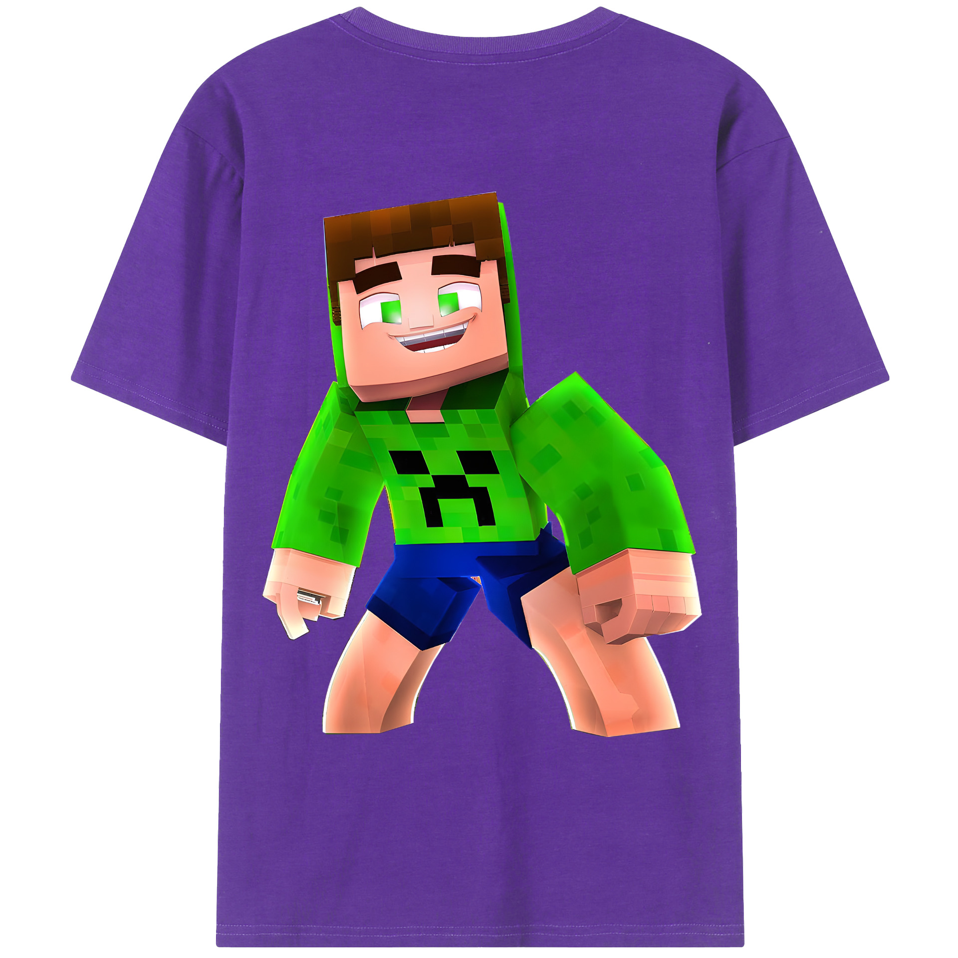 （画像用） マインクラフト ブロックの世界 Minecraft MC Block world 綿100％ メンズ半袖Tシャツ（バックプリント） 通気性