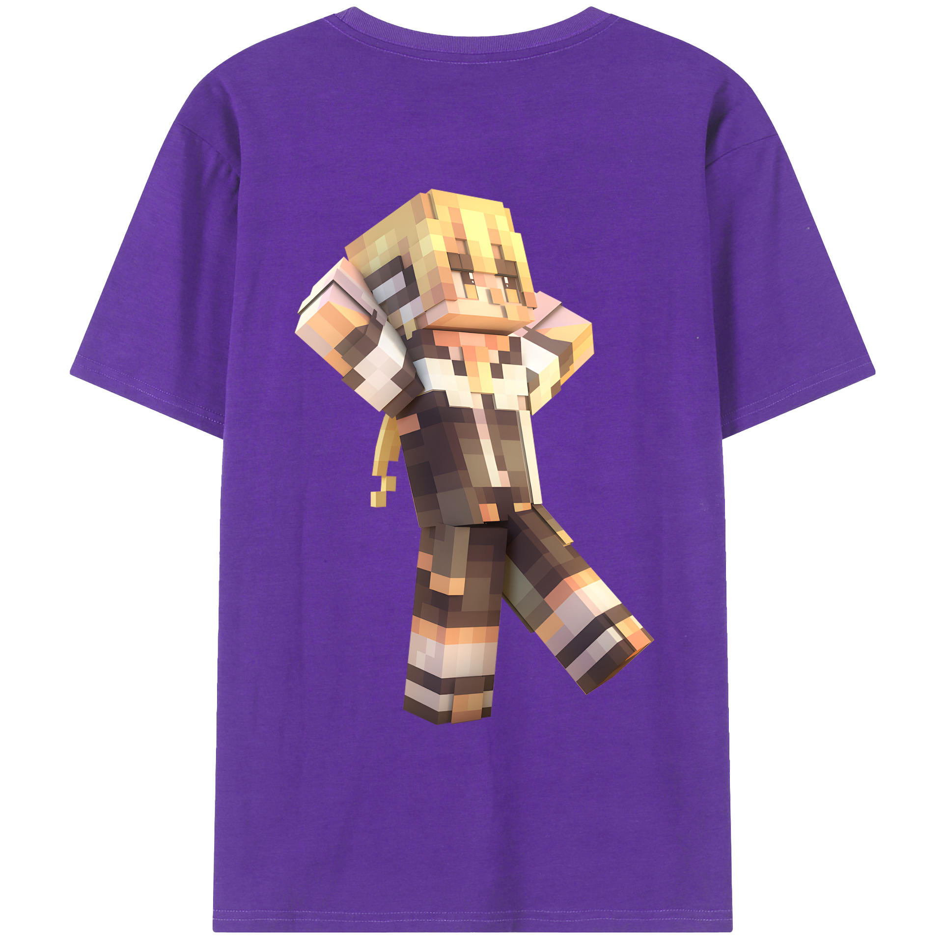 （画像用） マインクラフト ブロックの世界 Minecraft MC Block world 綿100％ メンズ半袖Tシャツ（バックプリント） 通気性