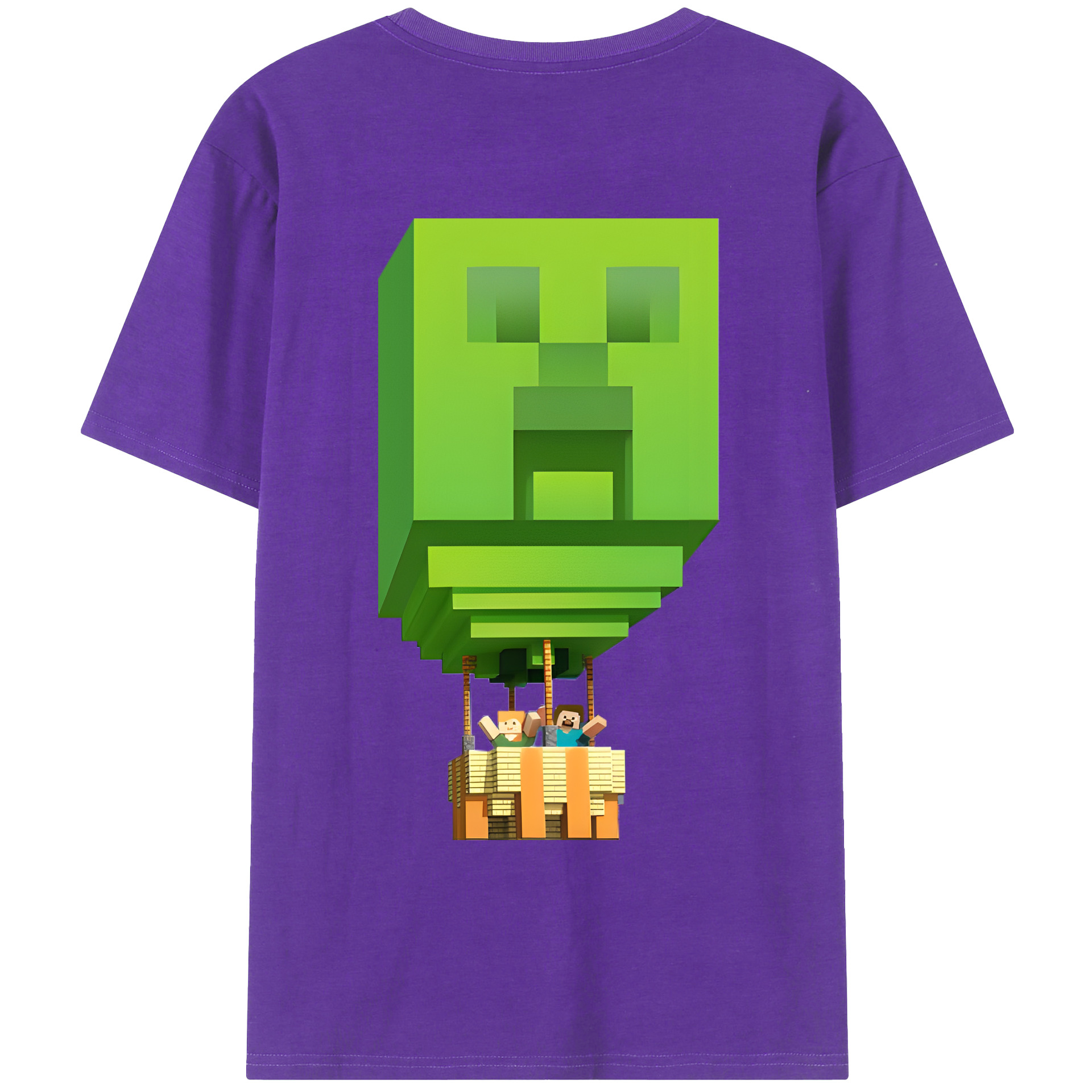 （画像用） マインクラフト ブロックの世界 Minecraft MC Block world 綿100％ メンズ半袖Tシャツ（バックプリント） 通気性
