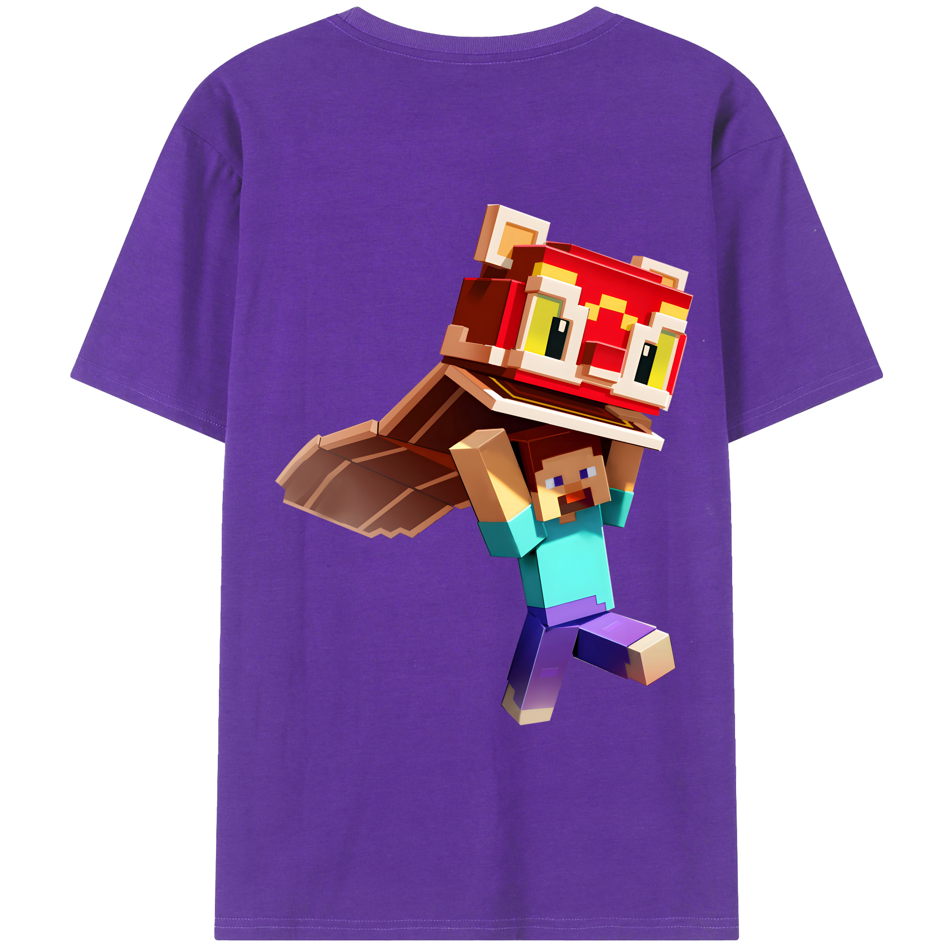 （画像用） マインクラフト ブロックの世界 Minecraft MC Block world 綿100％ メンズ半袖Tシャツ（バックプリント） 通気性