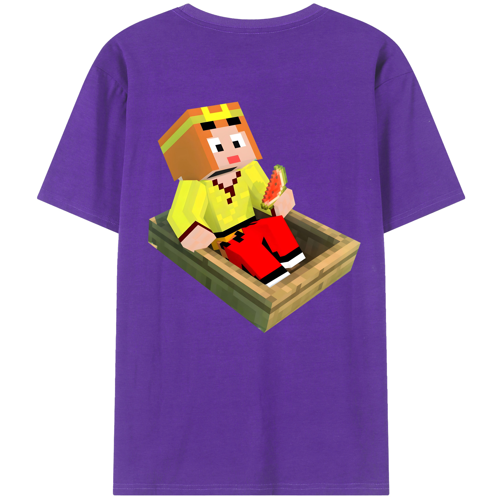 （画像用） マインクラフト ブロックの世界 Minecraft MC Block world 綿100％ メンズ半袖Tシャツ（バックプリント） 通気性