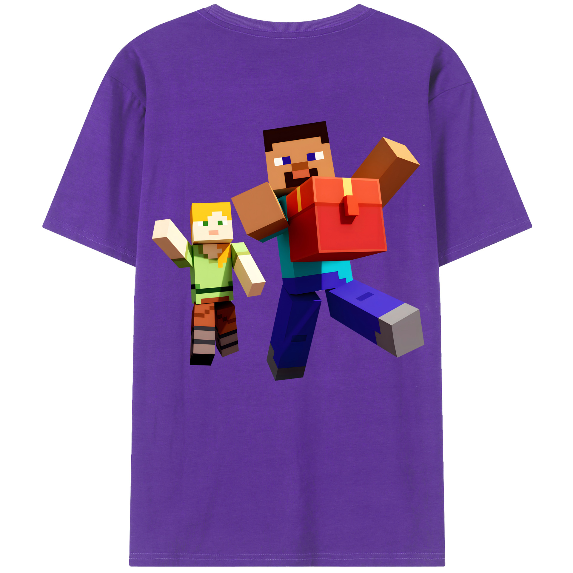 （画像用） マインクラフト ブロックの世界 Minecraft MC Block world 綿100％ メンズ半袖Tシャツ（バックプリント） 通気性