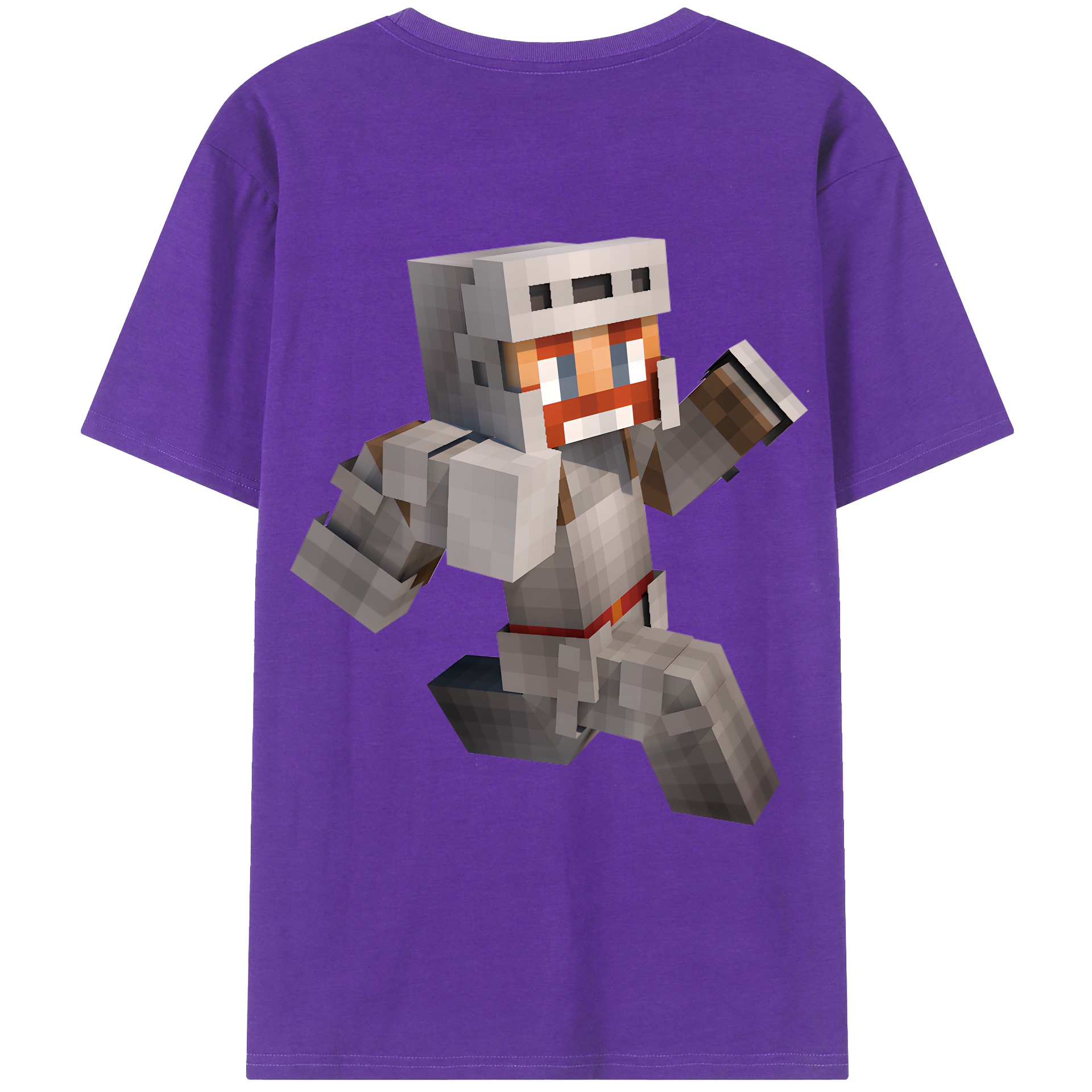 （画像用） マインクラフト ブロックの世界 Minecraft MC Block world 綿100％ メンズ半袖Tシャツ（バックプリント） 通気性