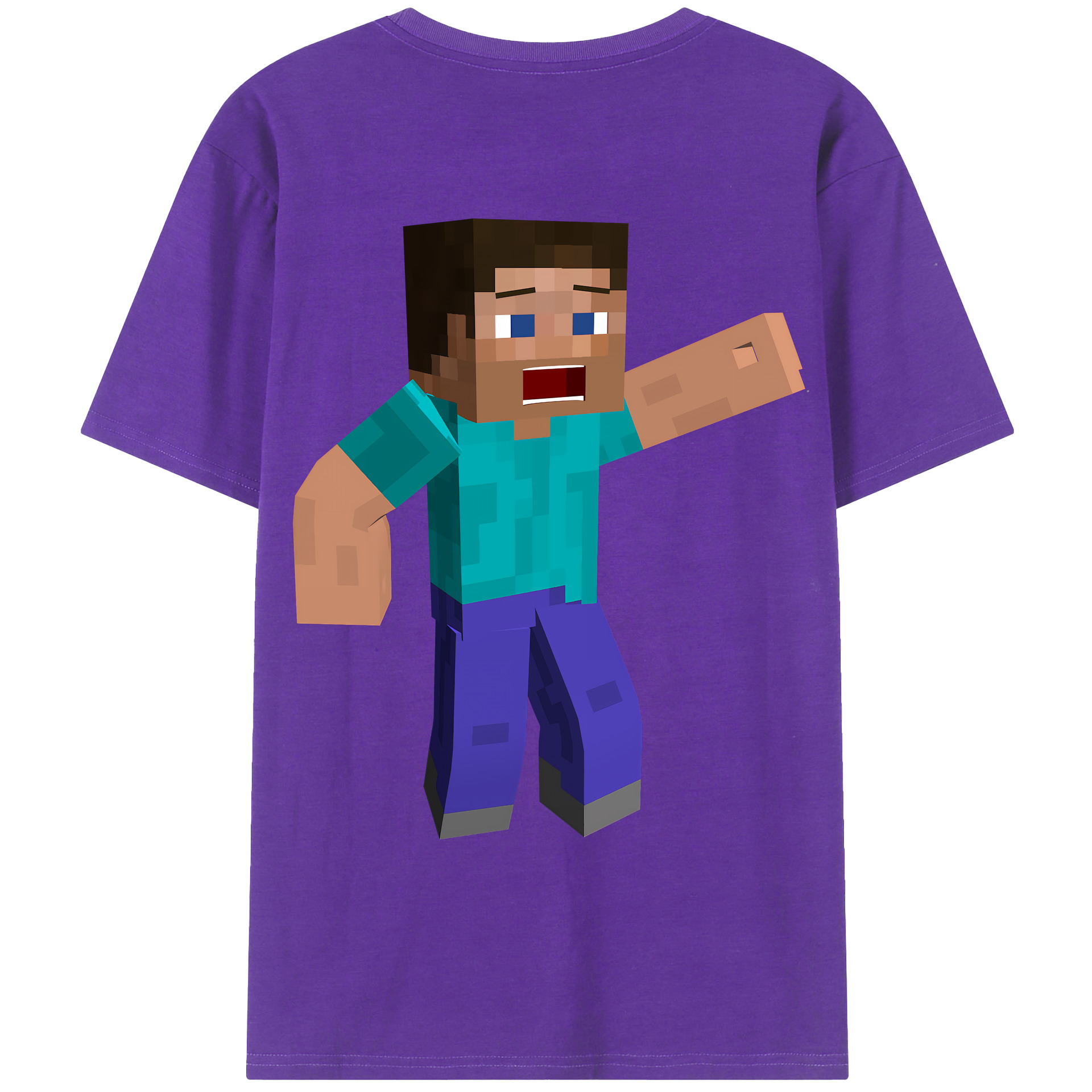（画像用） マインクラフト ブロックの世界 Minecraft MC Block world 綿100％ メンズ半袖Tシャツ（バックプリント） 通気性