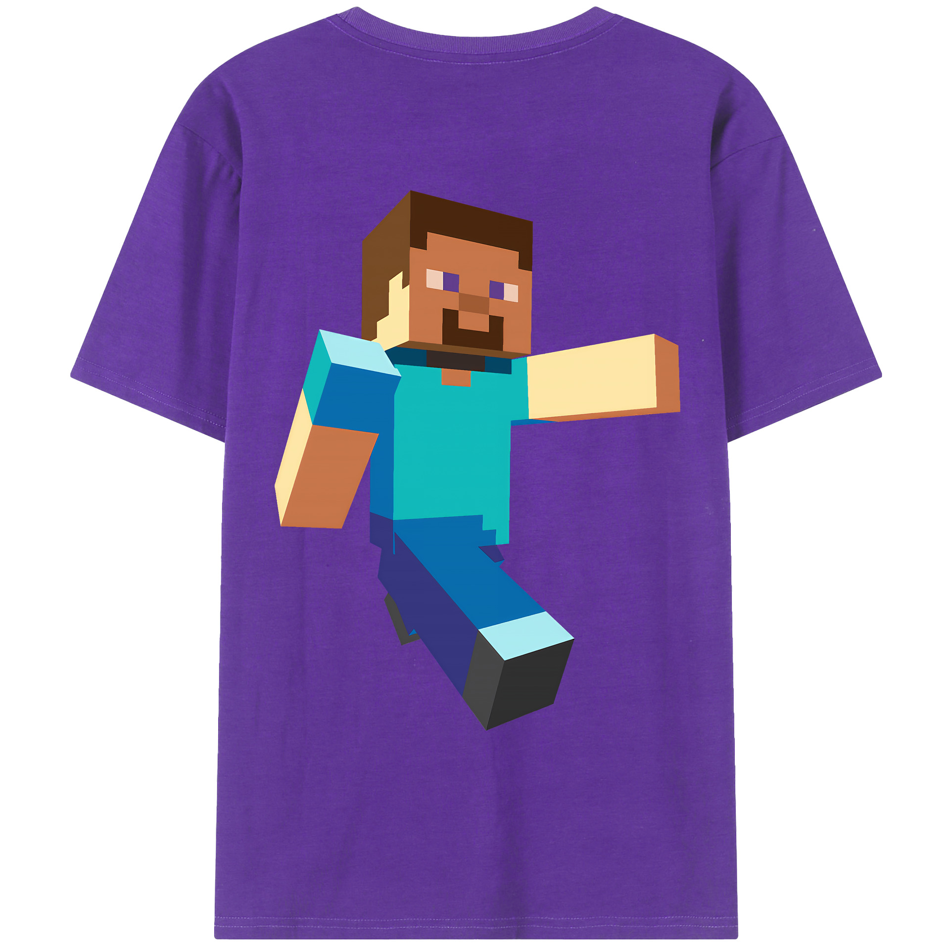 （画像用） マインクラフト ブロックの世界 Minecraft MC Block world 綿100％ メンズ半袖Tシャツ（バックプリント） 通気性
