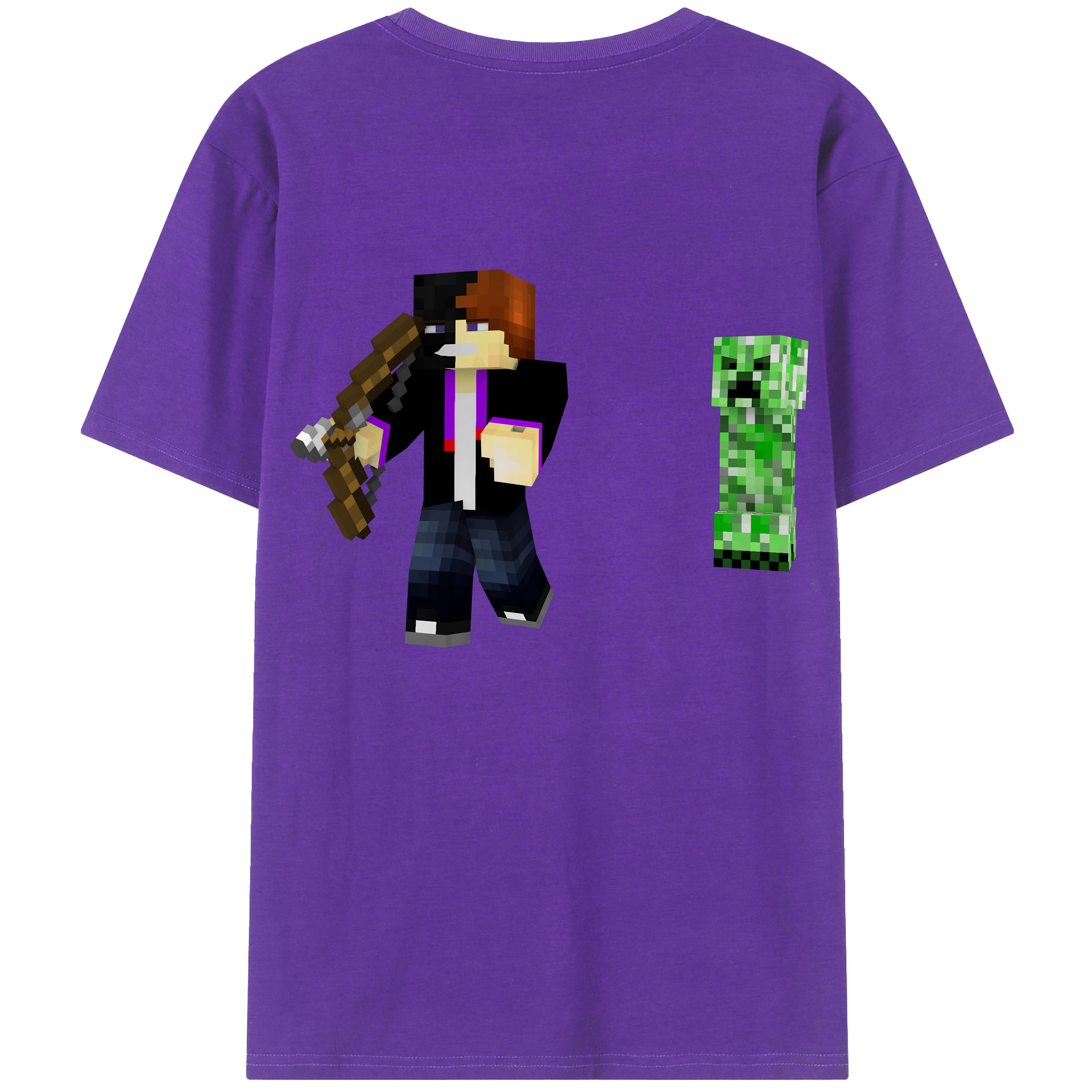 （画像用） マインクラフト ブロックの世界 Minecraft MC Block world 綿100％ メンズ半袖Tシャツ（バックプリント） 通気性