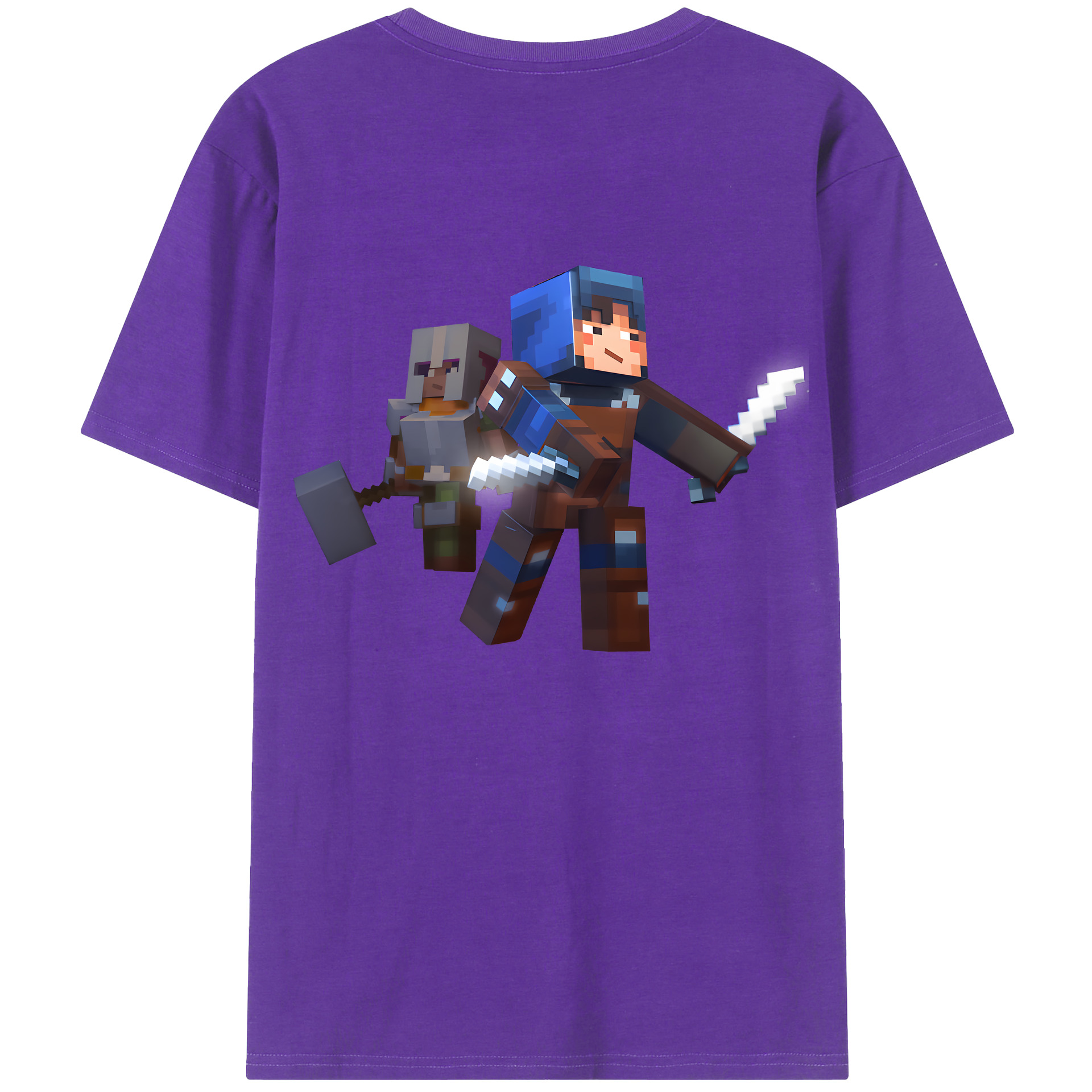 （画像用） マインクラフト ブロックの世界 Minecraft MC Block world 綿100％ メンズ半袖Tシャツ（バックプリント） 通気性