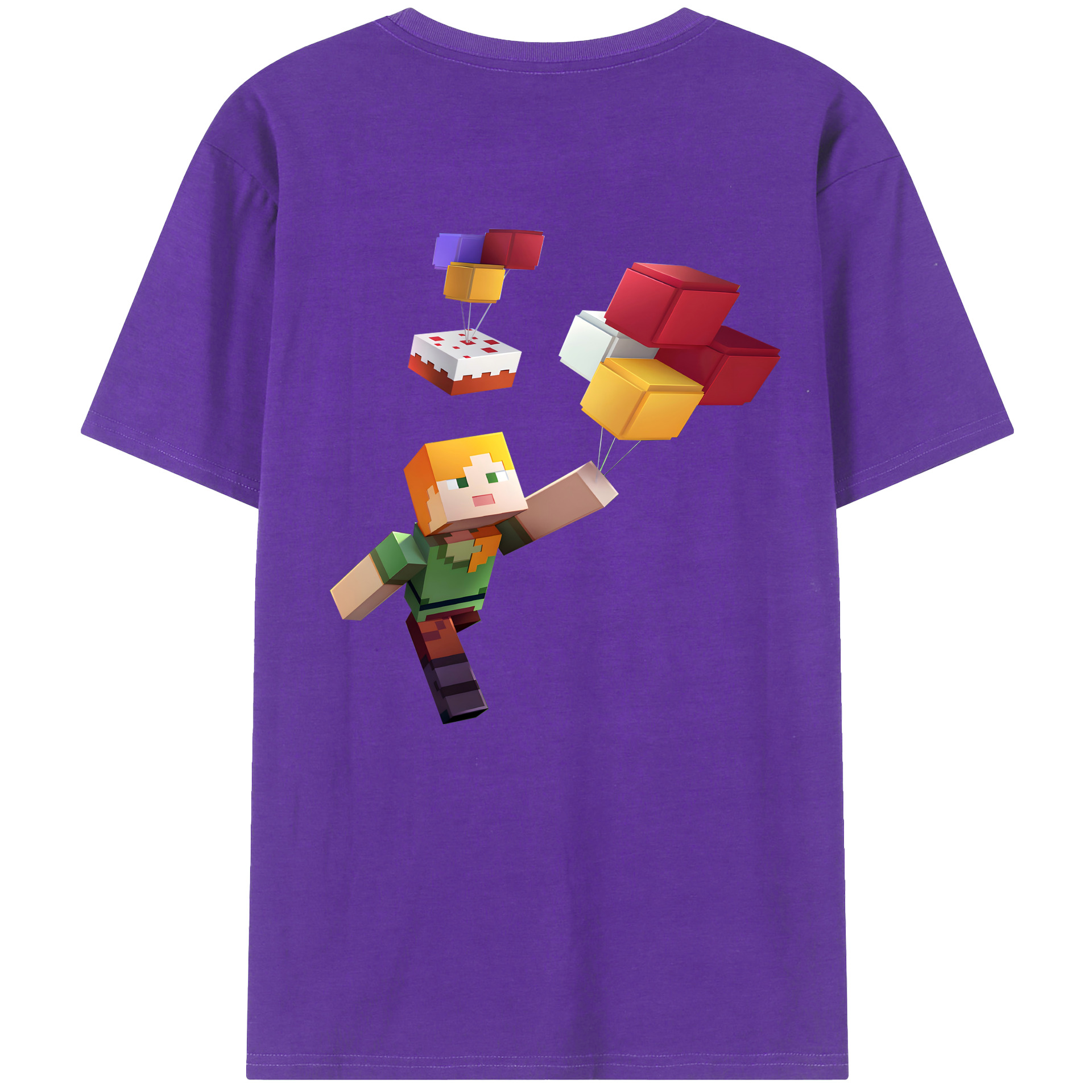 （画像用） マインクラフト ブロックの世界 Minecraft MC Block world 綿100％ メンズ半袖Tシャツ（バックプリント） 通気性