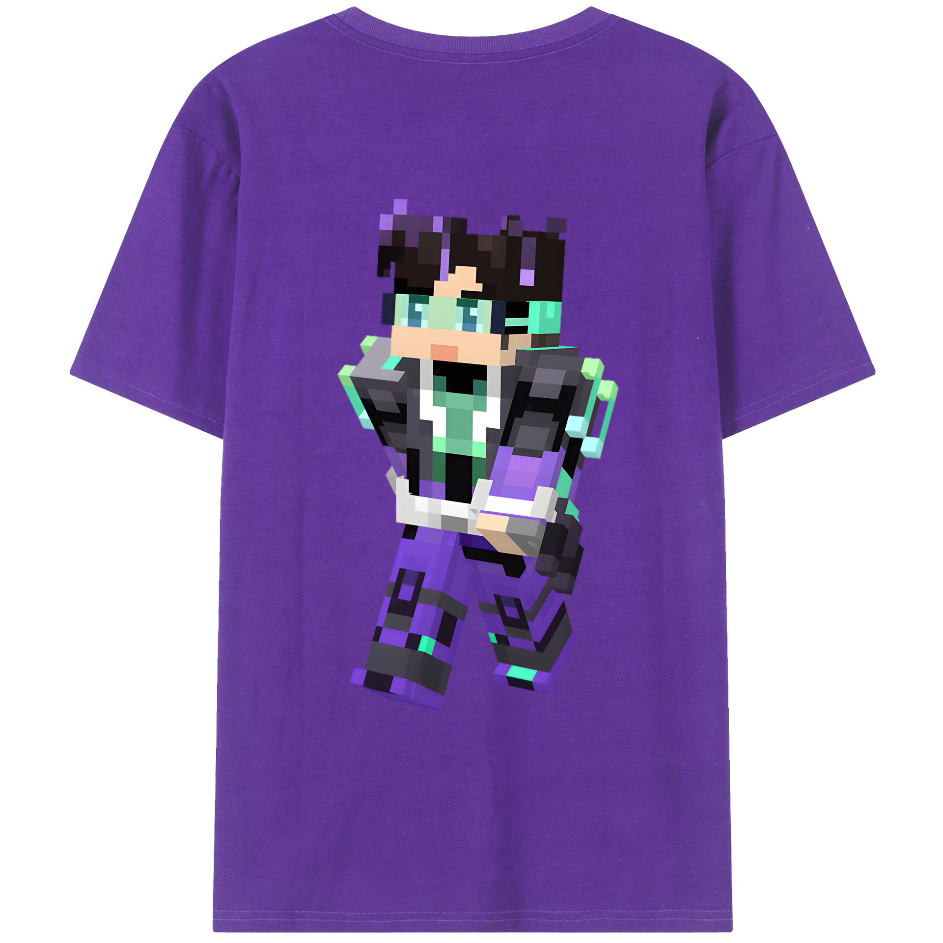 （画像用） マインクラフト ブロックの世界 Minecraft MC Block world 綿100％ メンズ半袖Tシャツ（バックプリント） 通気性